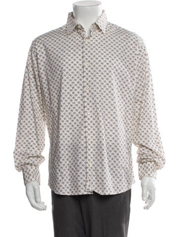 Pre-owned Ferragamo Printed Long Sleeve Shirt In White