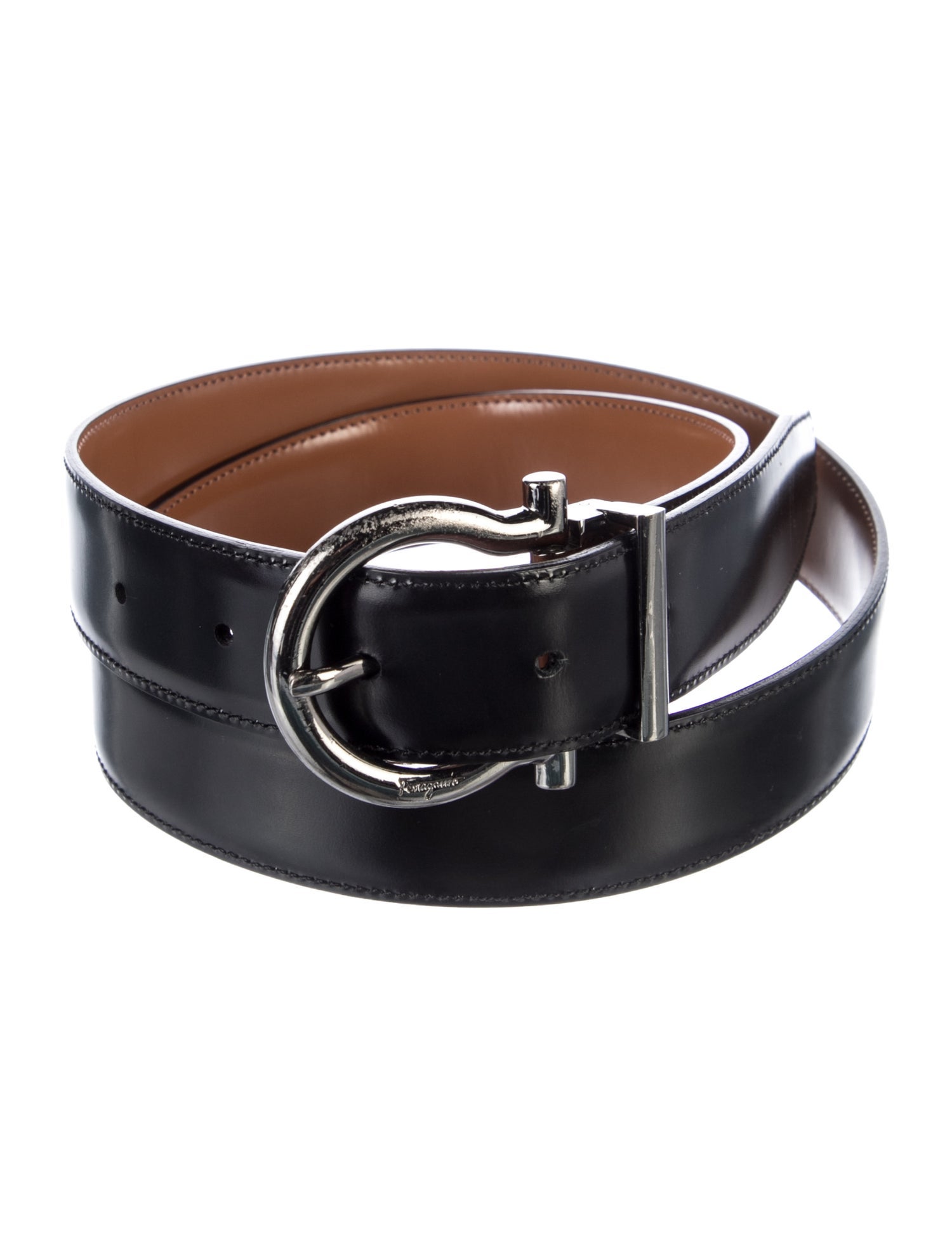 Salvatore Ferragamo Gancio Logo Leather Waist Belt