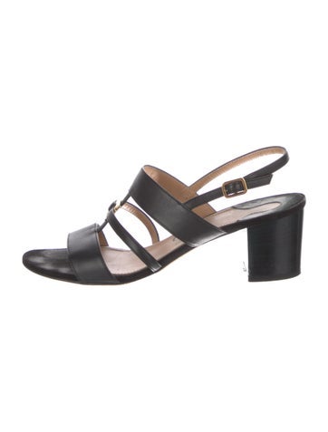 Pre-owned Ferragamo Leather Slingback Sandals In Black