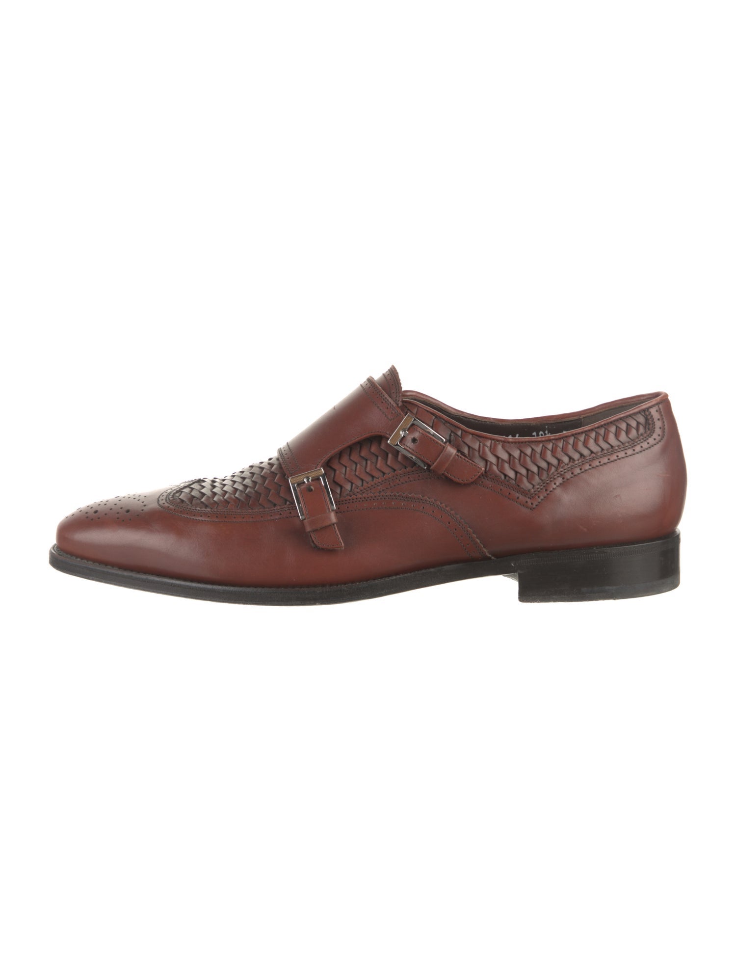 Salvatore Ferragamo Leather Lasercut Accents Monk Straps