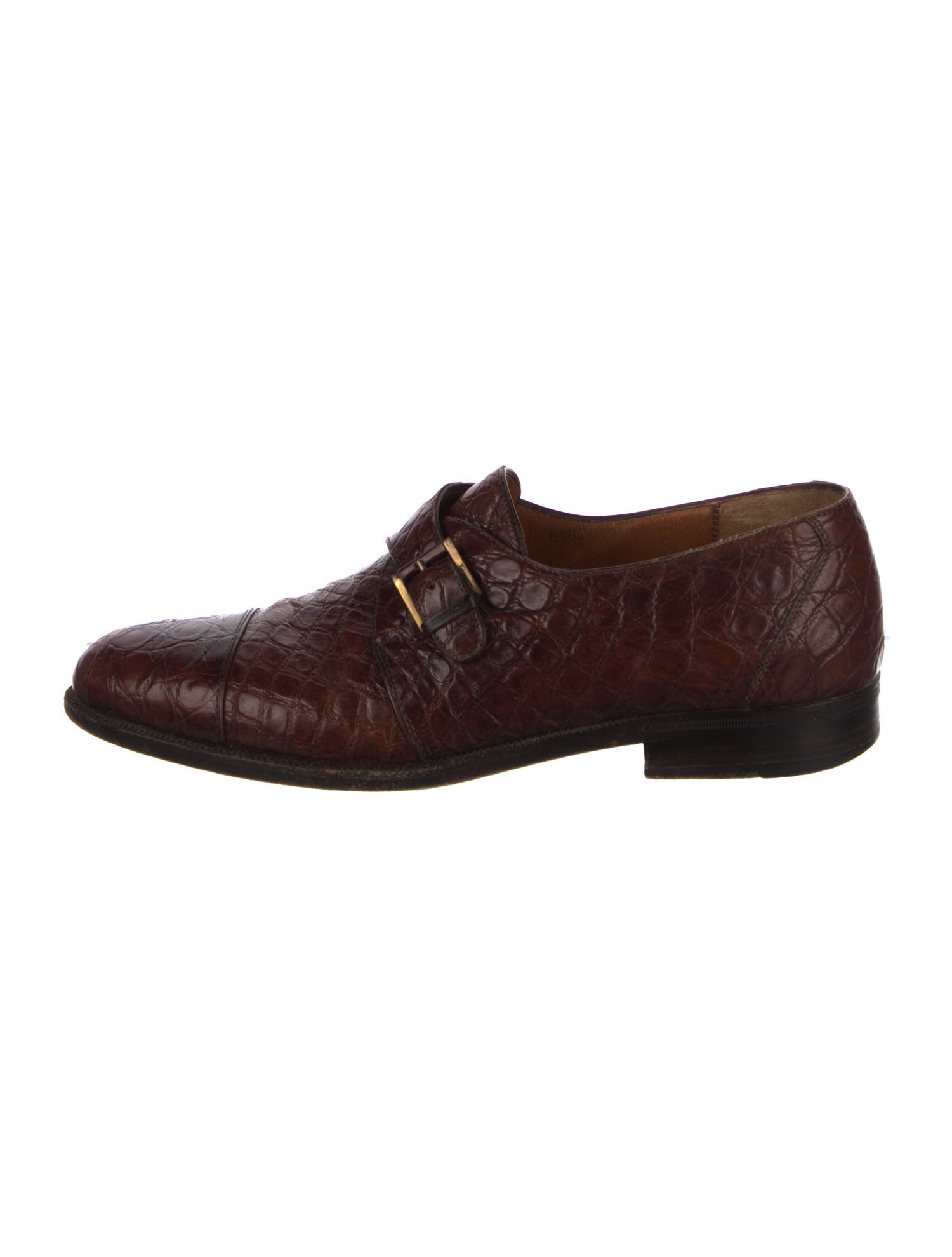 Salvatore Ferragamo Embossed Leather Tassel Accents Monk Straps