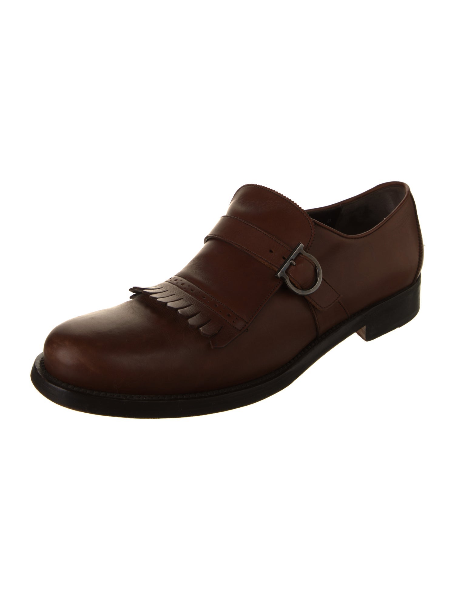 Salvatore Ferragamo Leather Monk Straps