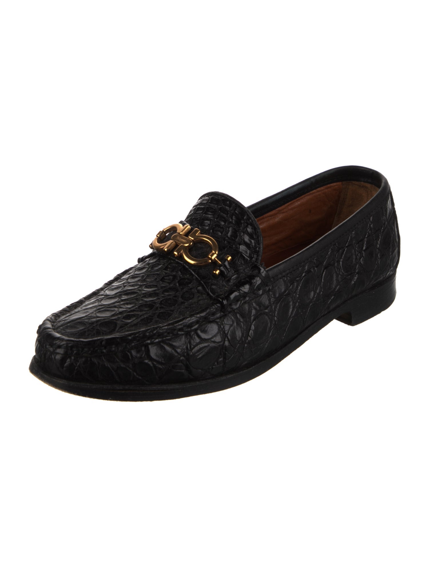 Salvatore Ferragamo Embossed Leather Printed Dress Loafers