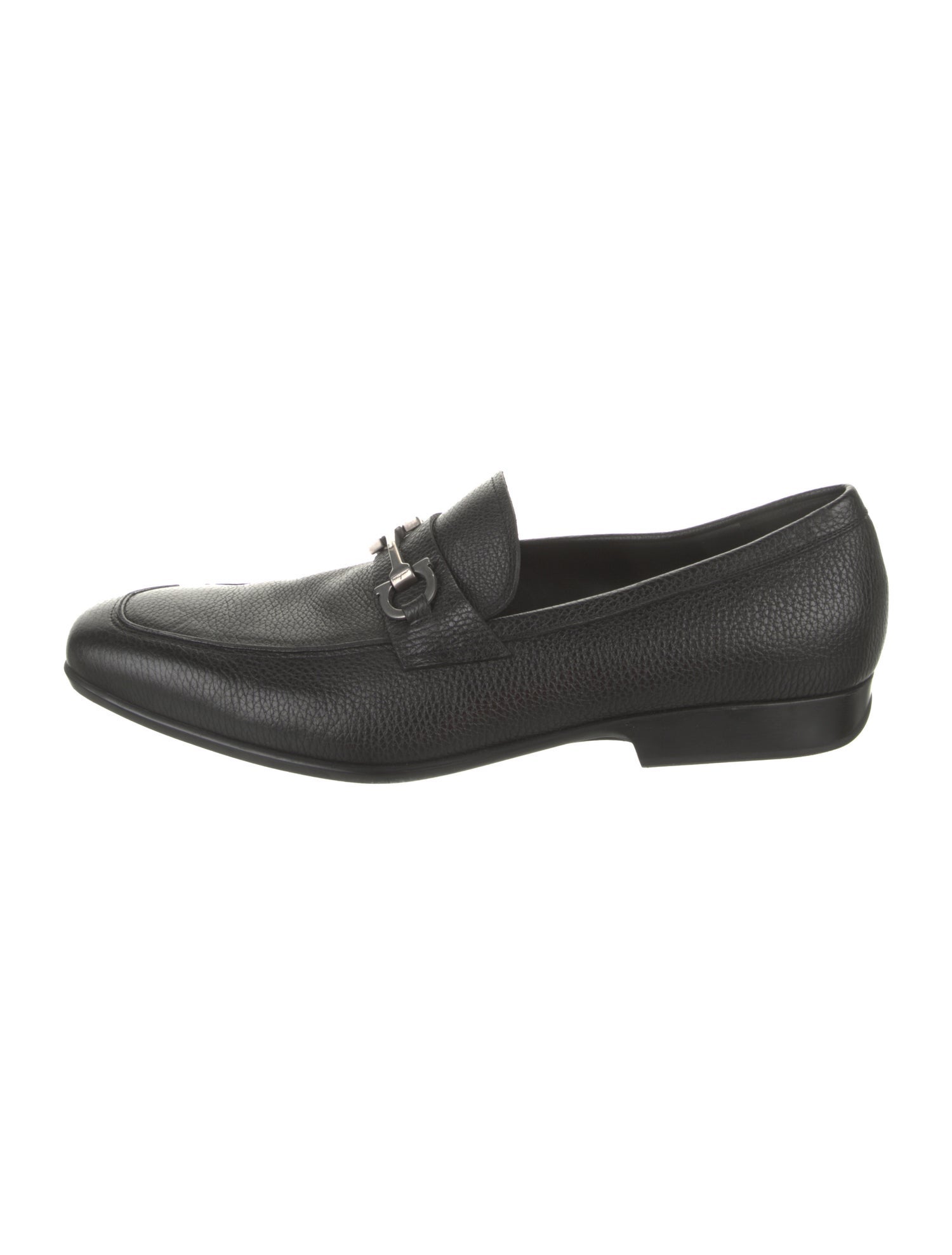 Salvatore Ferragamo Leather Chain-Link Accents Dress Loafers