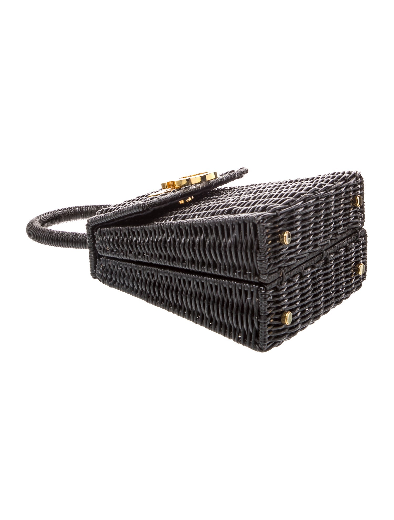 Salvatore Ferragamo Wicker Top Handle Bag - Black Handle Bags