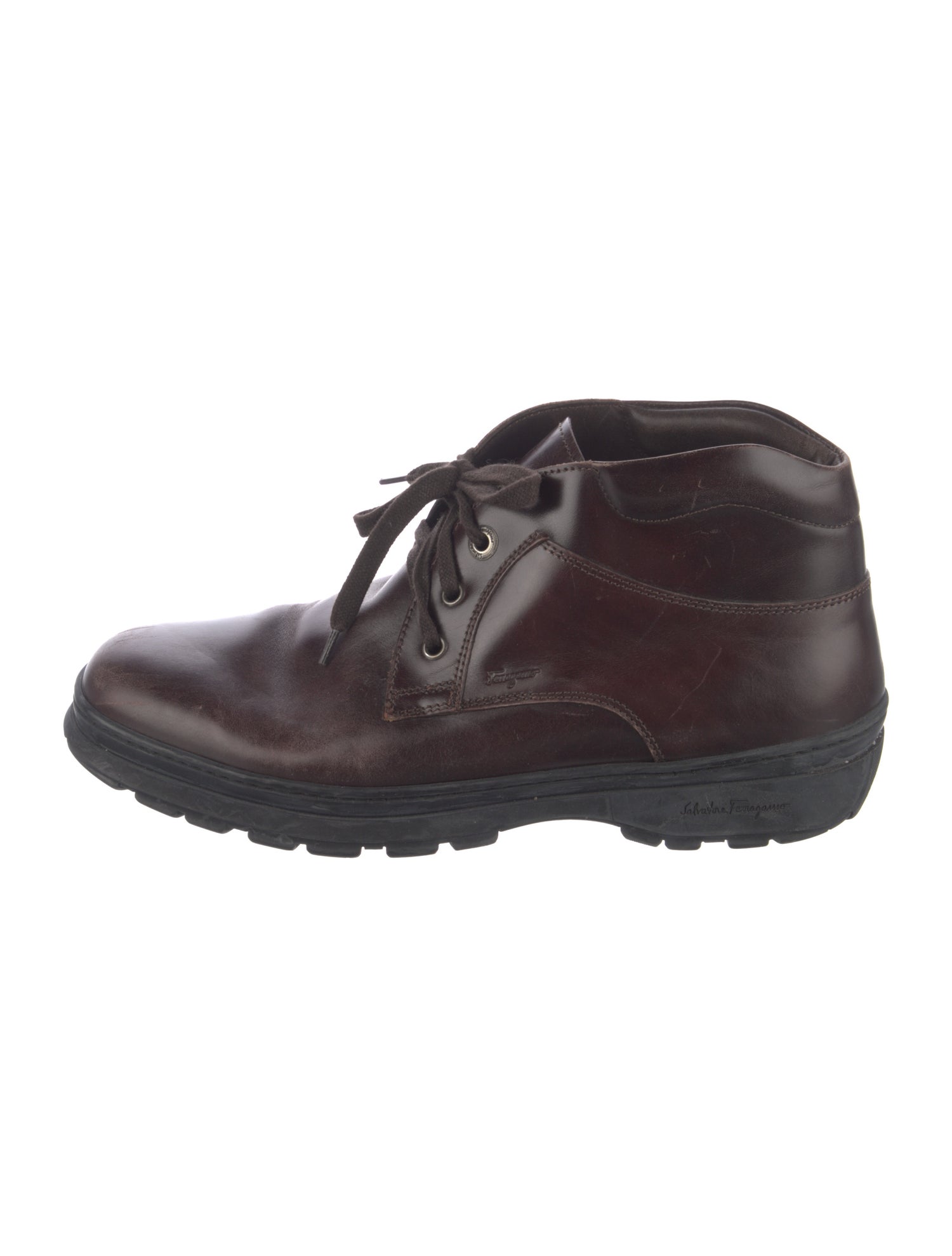 Salvatore Ferragamo Leather Lace-Up Boots