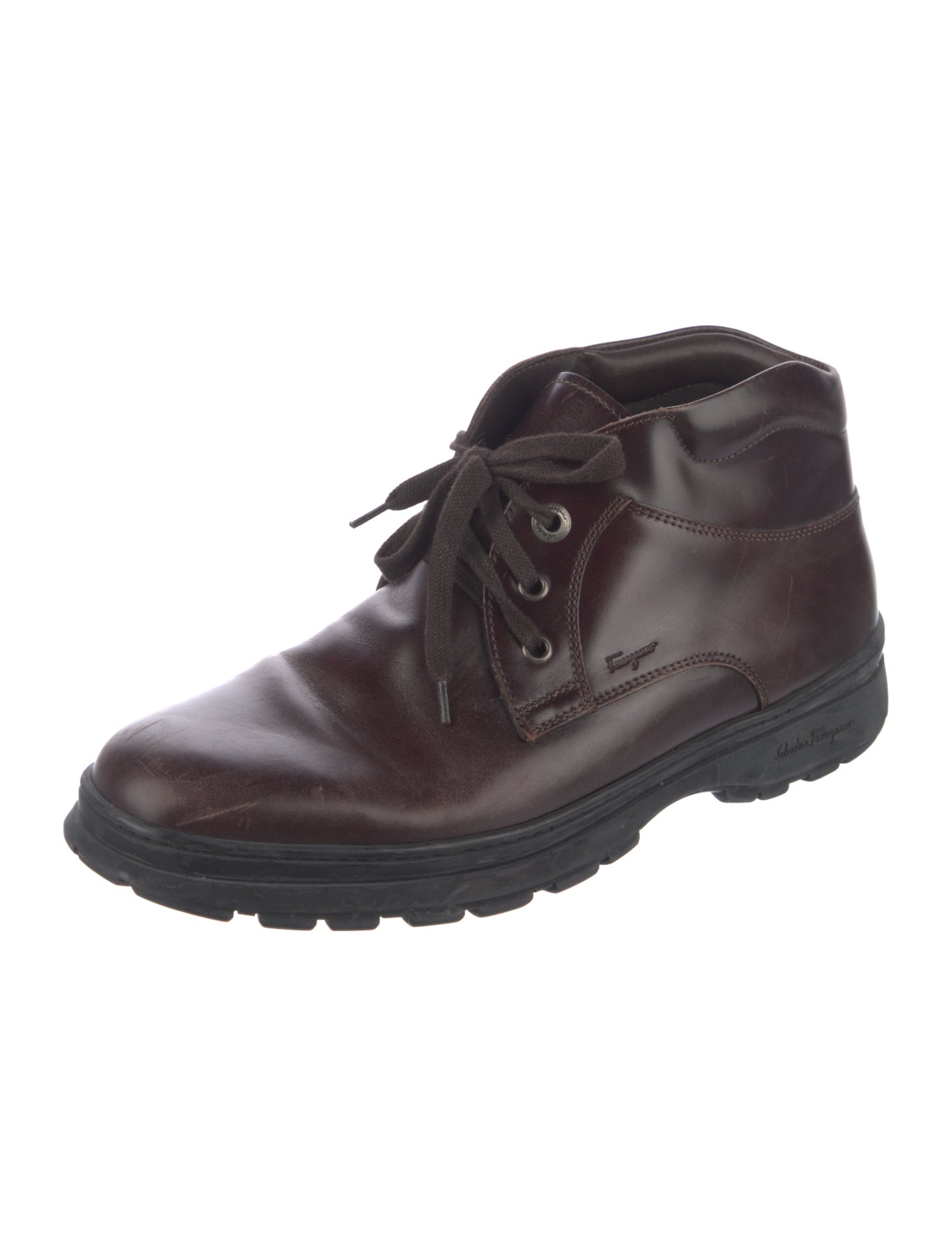 Salvatore Ferragamo Leather Lace-Up Boots