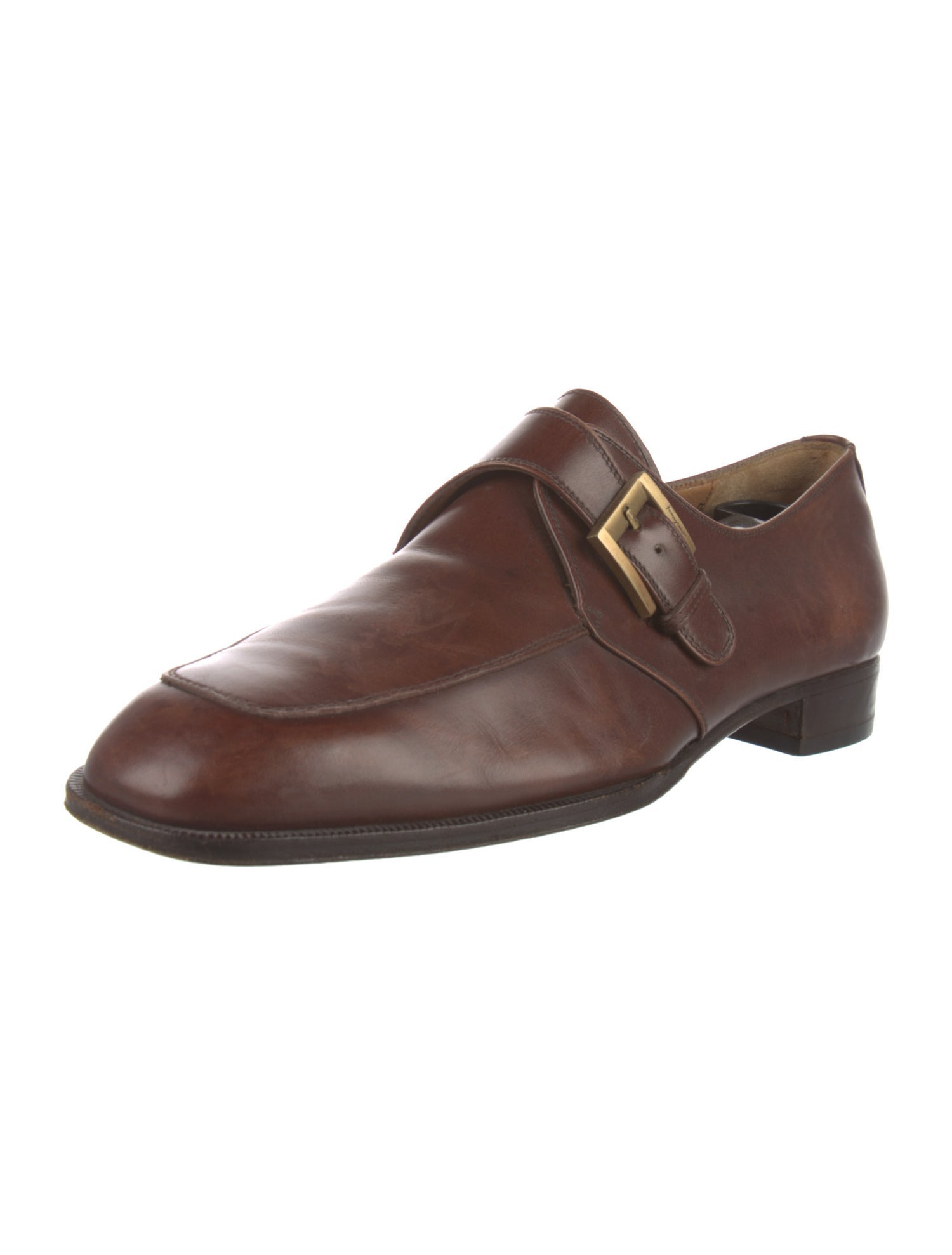 Salvatore Ferragamo Leather Monk Straps