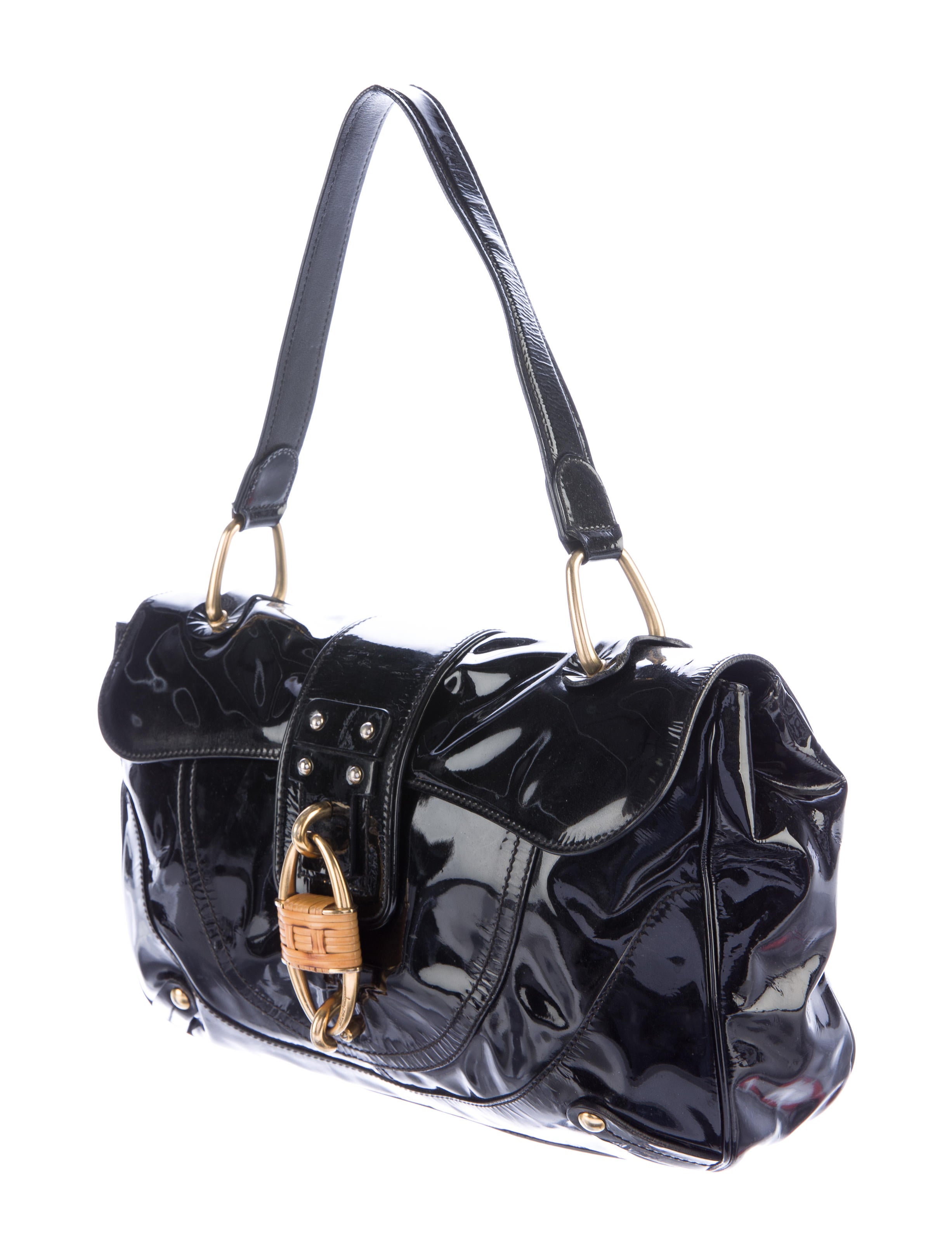 Salvatore Ferragamo Patent Leather Shoulder Bag Handbags SAL45897