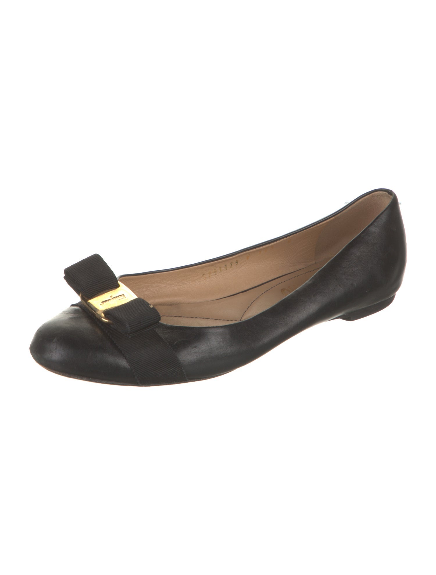 Salvatore Ferragamo Vara Bow Accent Leather Ballet Flats