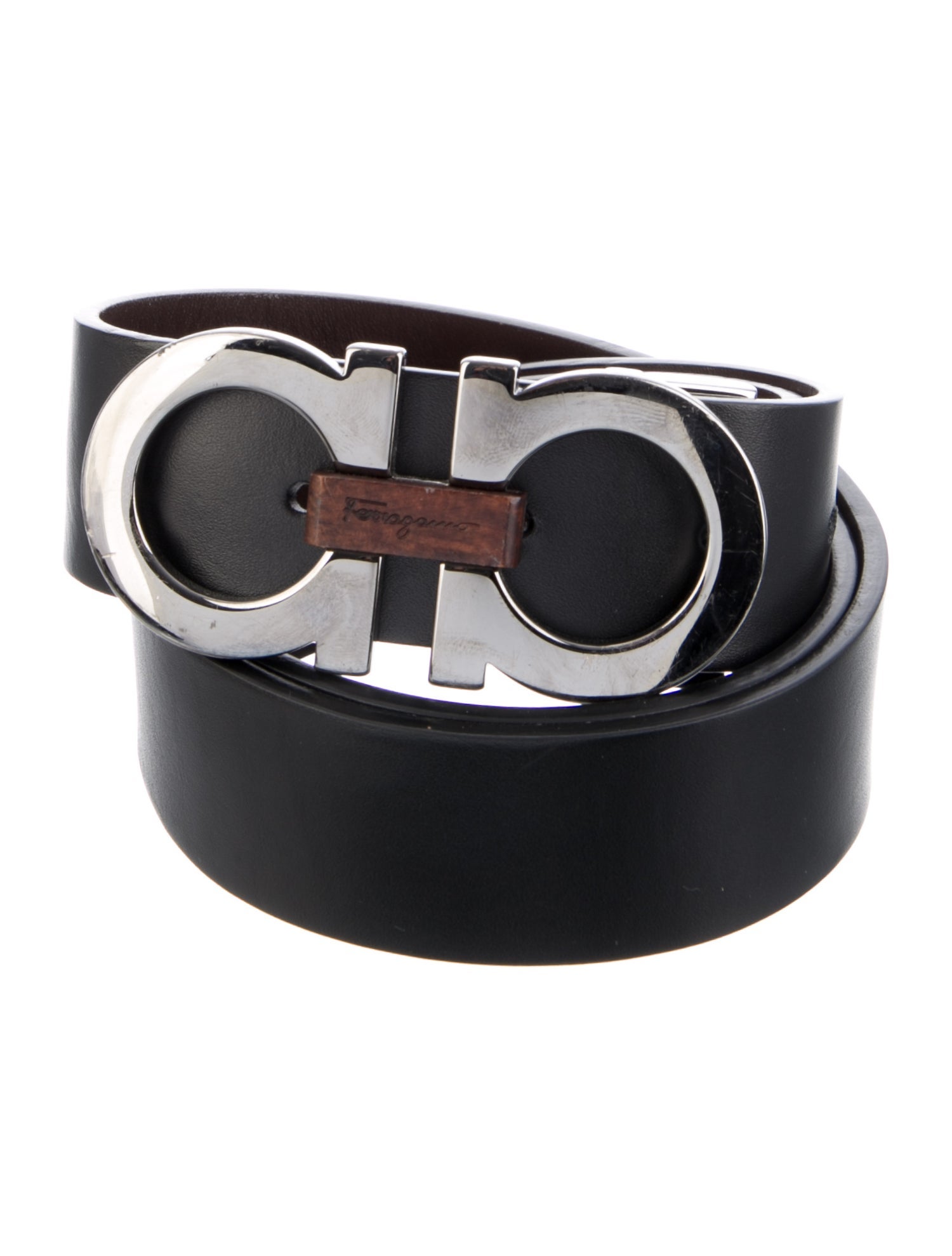 Salvatore Ferragamo Gancini Logo Leather Waist Belt