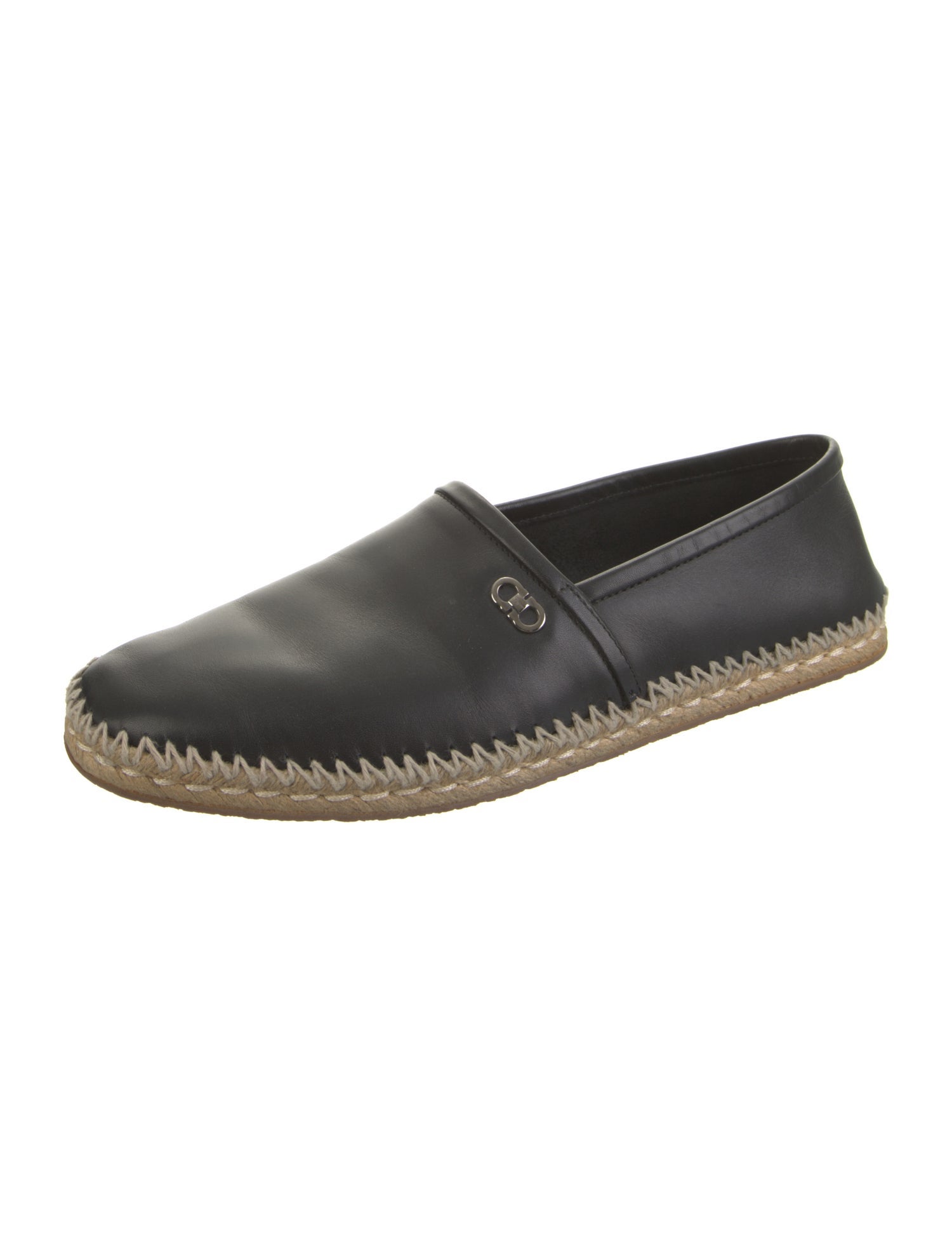 Salvatore Ferragamo Gancini Logo Leather Espadrilles