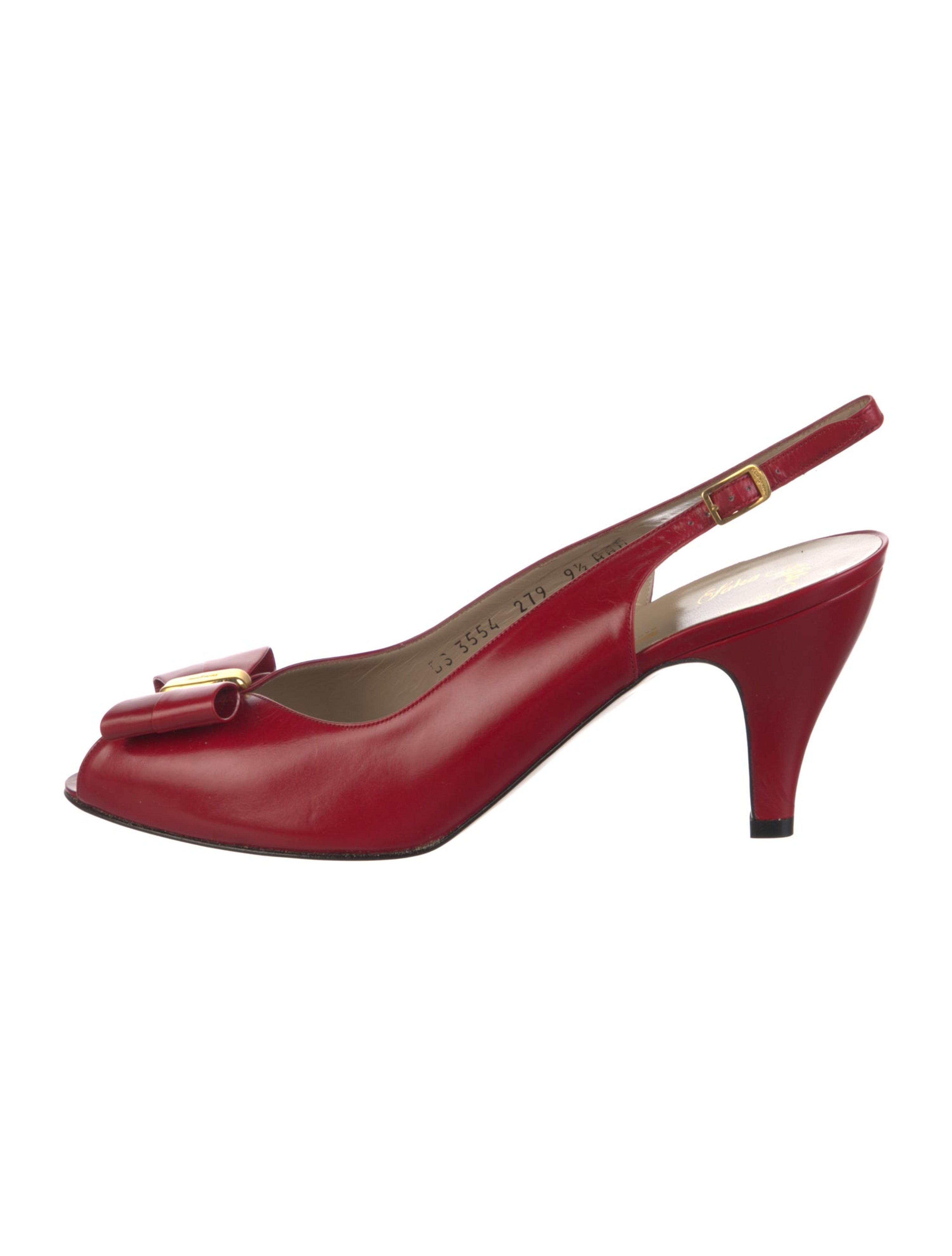 Leather Bow Accents Slingback Pumps w/ Tags