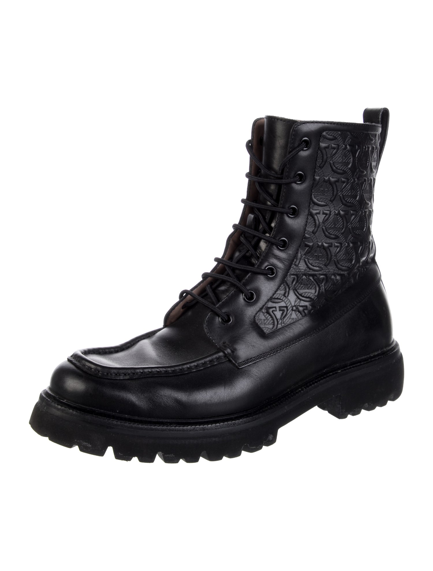 Salvatore Ferragamo Leather Combat Boots