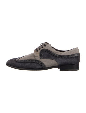 Pre-owned Ferragamo Suede Brogues In Gray