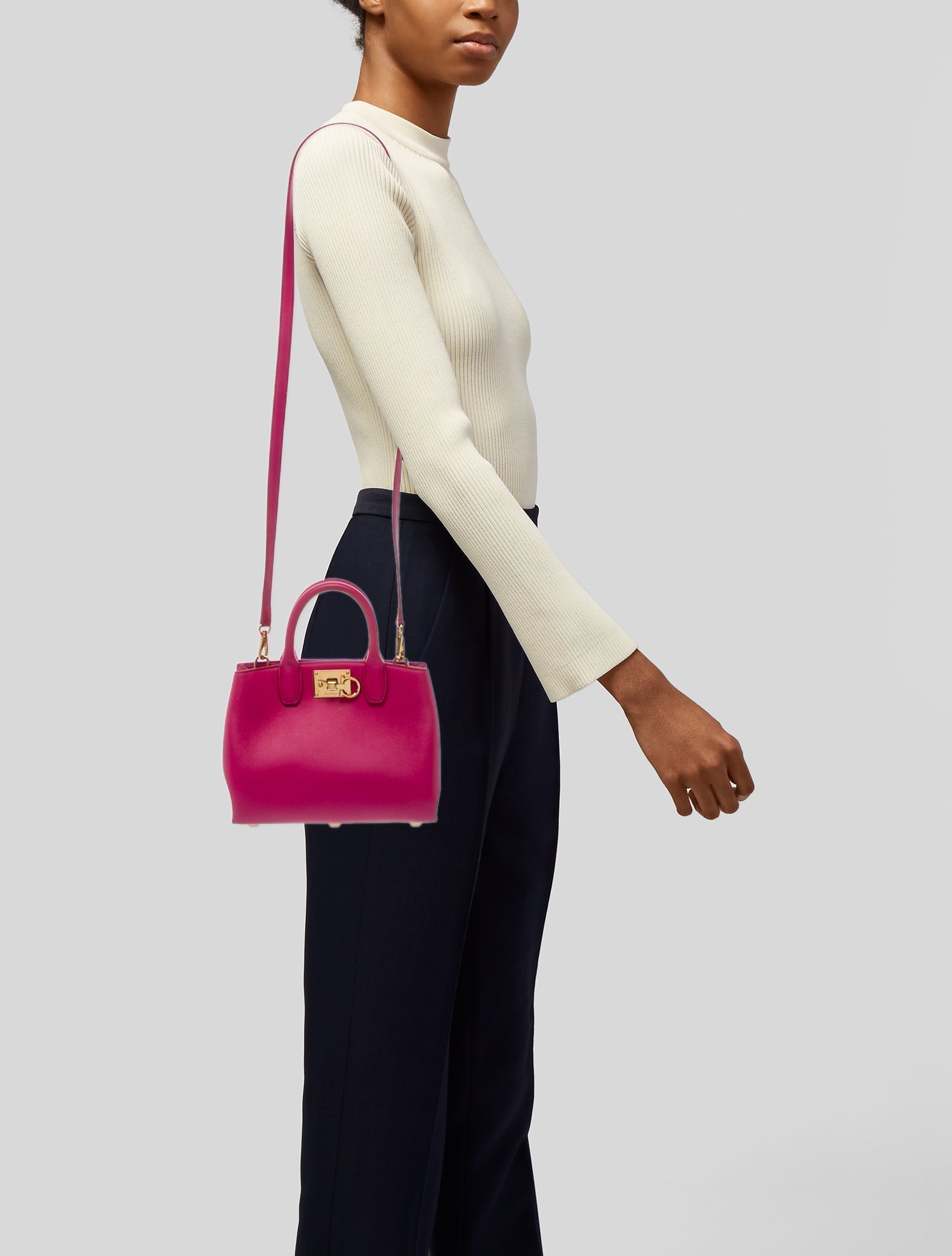 Salvatore Ferragamo Gancio Top Handle Bag - Pink Handle Bags