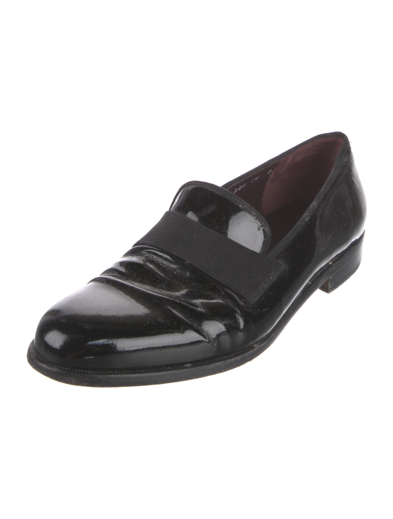Salvatore Ferragamo Patent Leather Grosgrain Trim Monk Straps