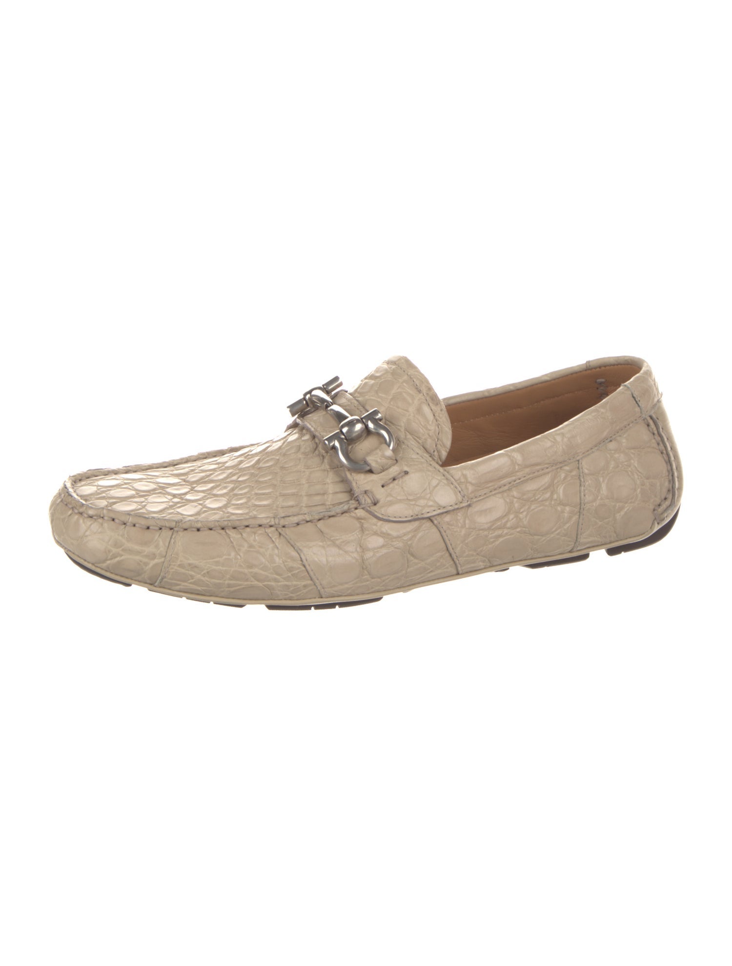 Salvatore Ferragamo Crocodile Drivers - Neutrals Loafers, Shoes