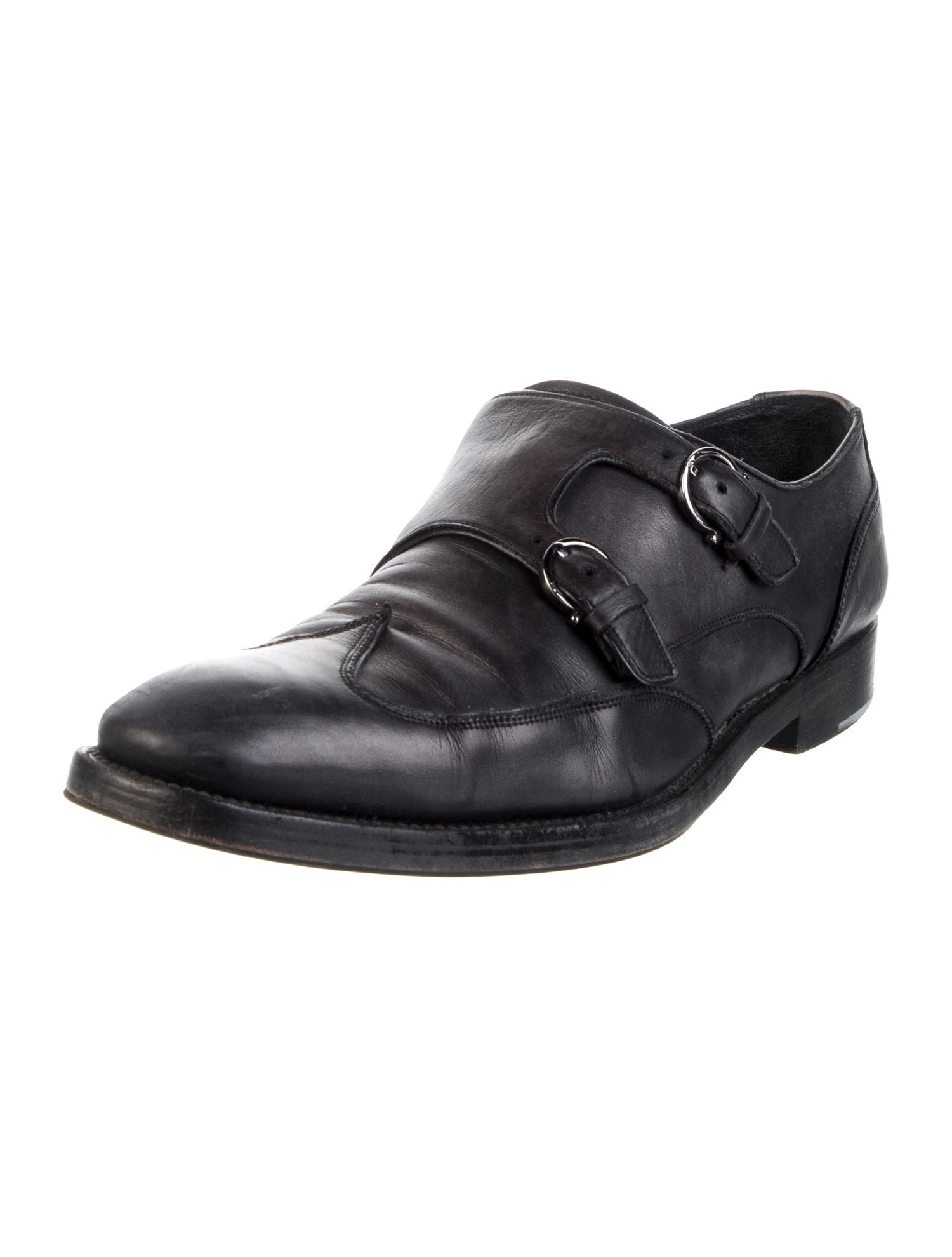 Salvatore Ferragamo Leather Monk Straps