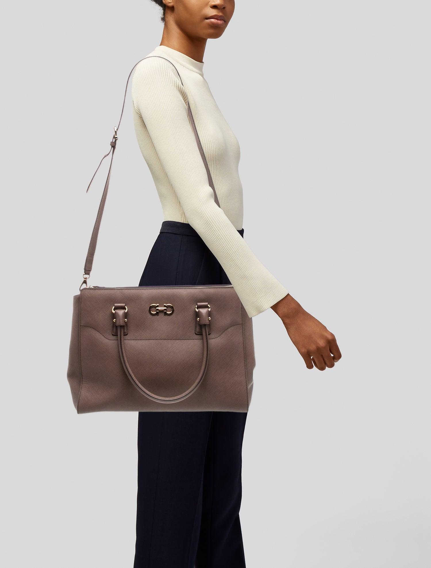 Salvatore Ferragamo Gancini Shoulder Bag - Brown Shoulder Bags