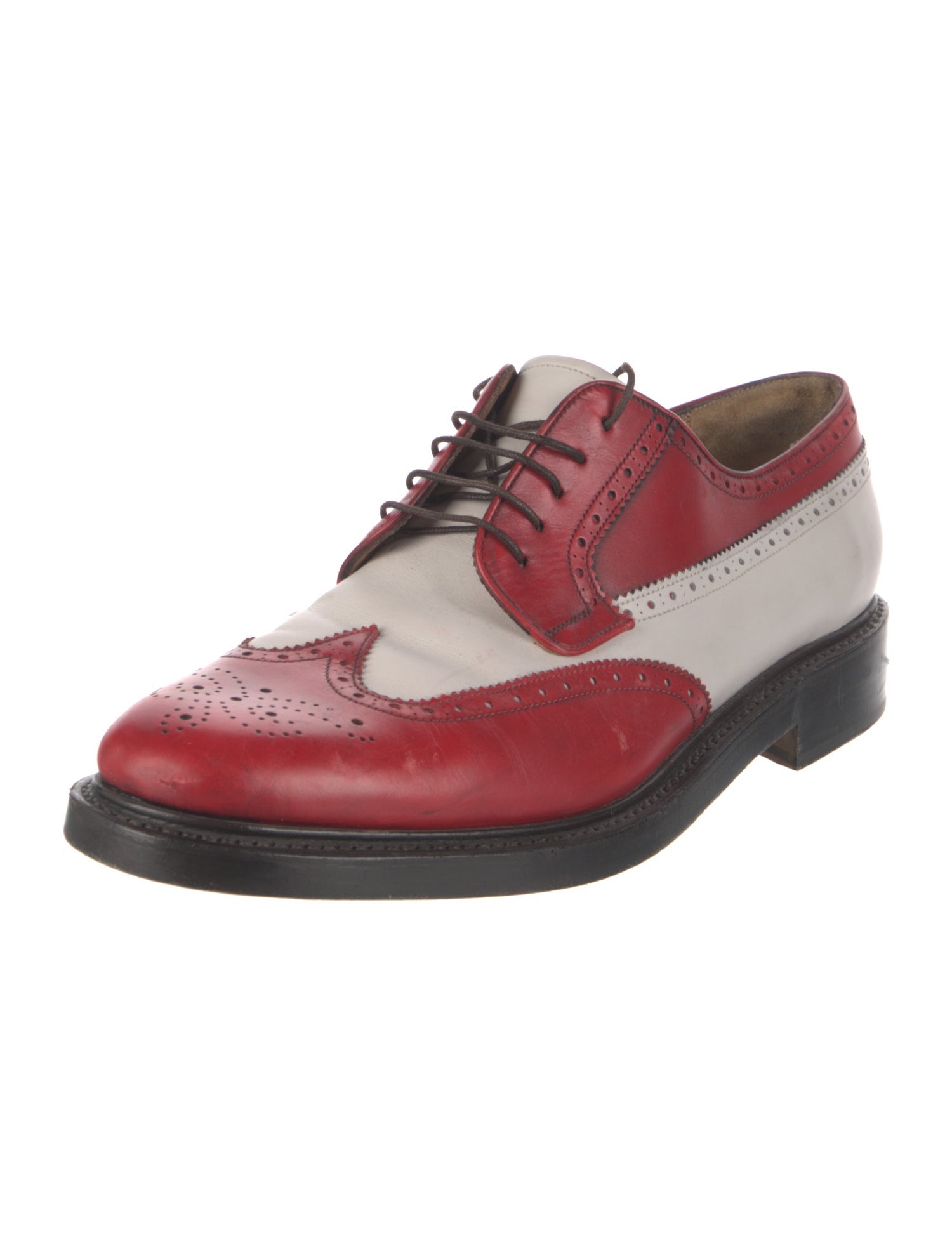 Salvatore Ferragamo Leather Colorblock Pattern Spectators