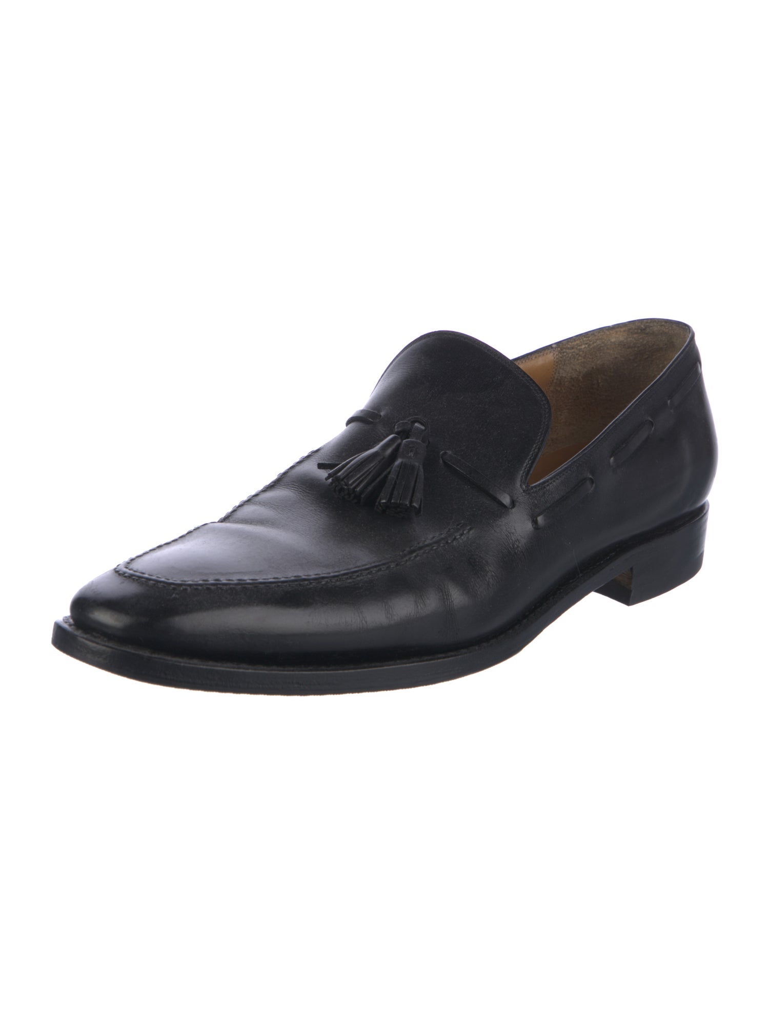 Salvatore Ferragamo Leather Tassel Accents Loafers