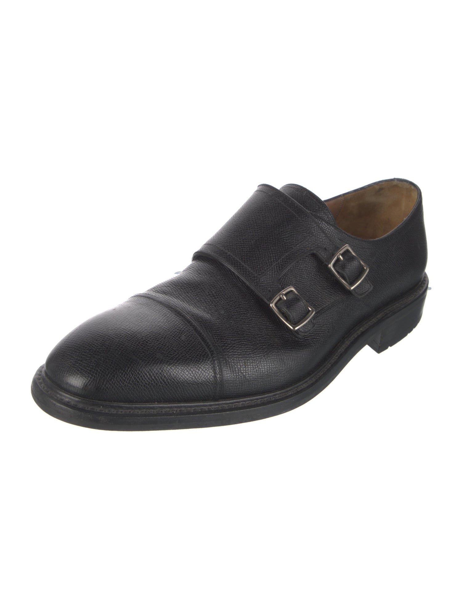 Salvatore Ferragamo Leather Monk Straps
