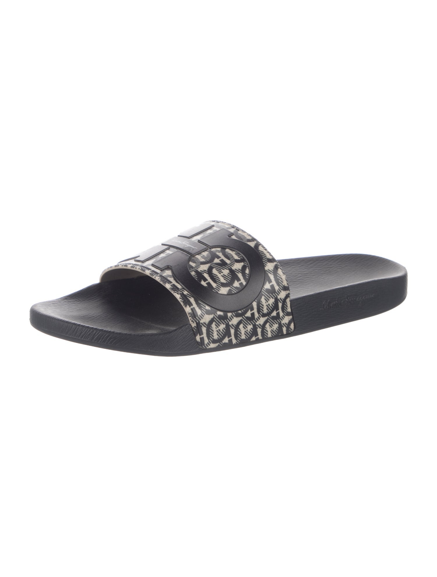 Salvatore Ferragamo Gancini Logo Rubber Slides