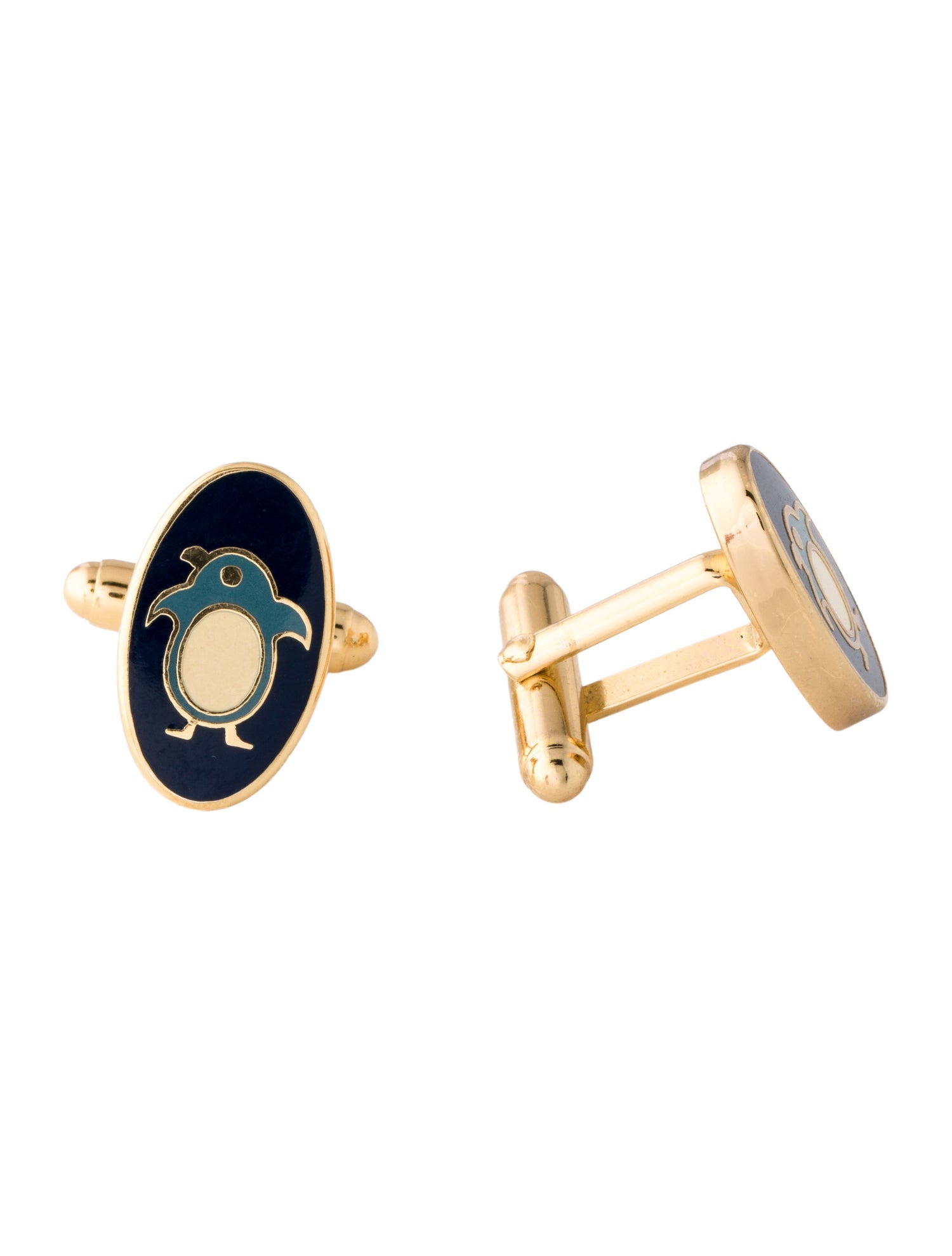 Salvatore Ferragamo Vintage Enamel Penguin Cufflinks