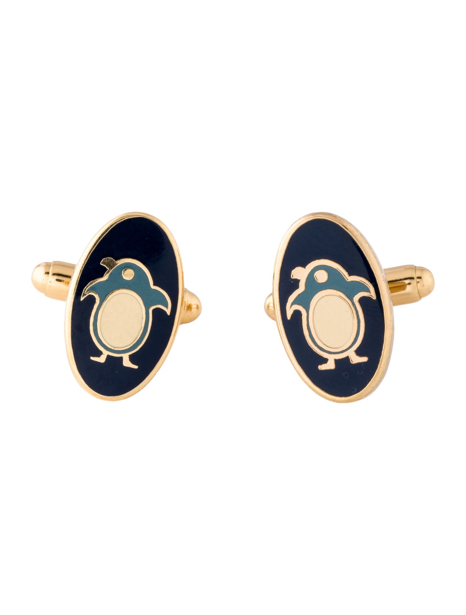 Salvatore Ferragamo Vintage Enamel Penguin Cufflinks