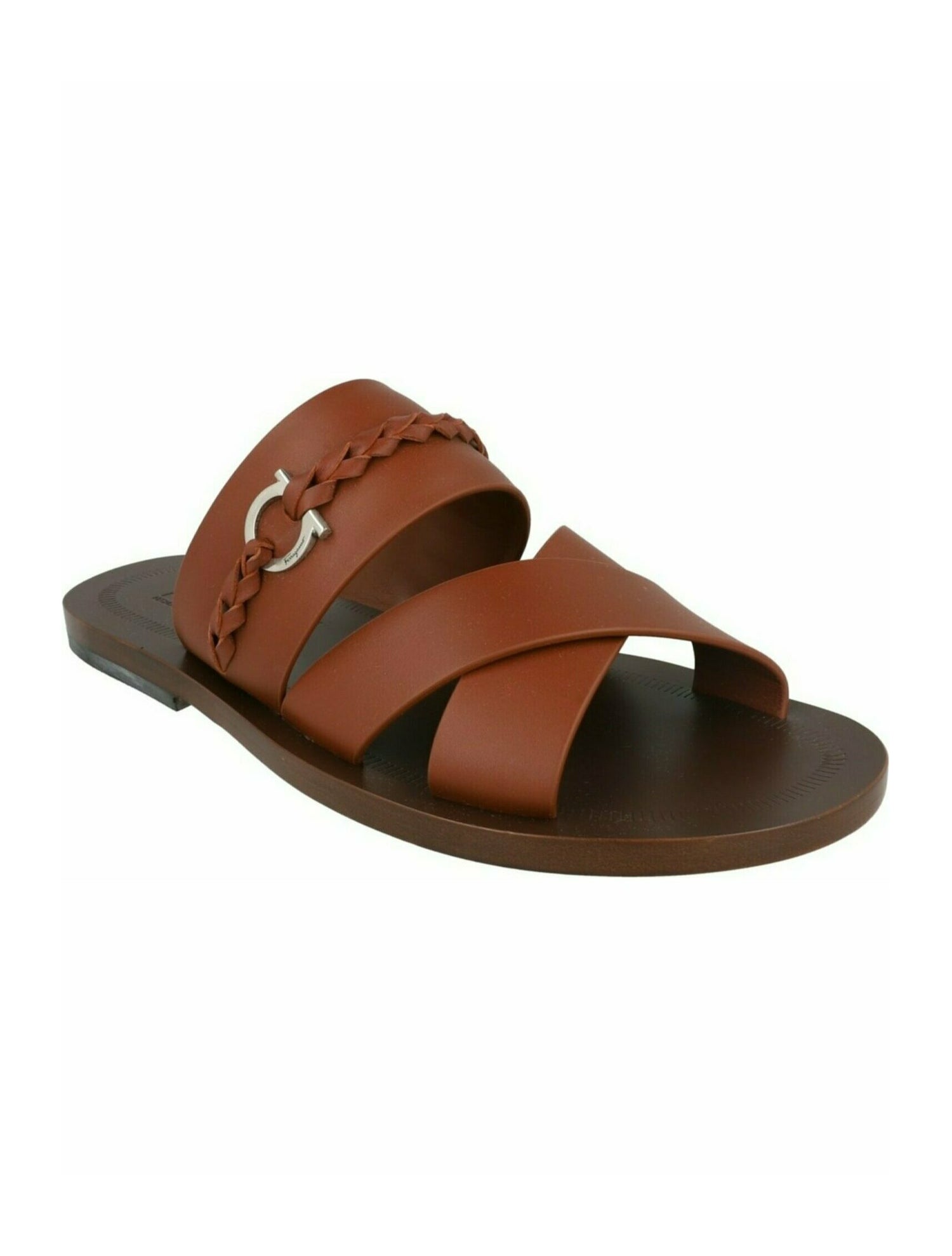 Salvatore Ferragamo Gancini Logo Calf Leather Slides w/ Tags