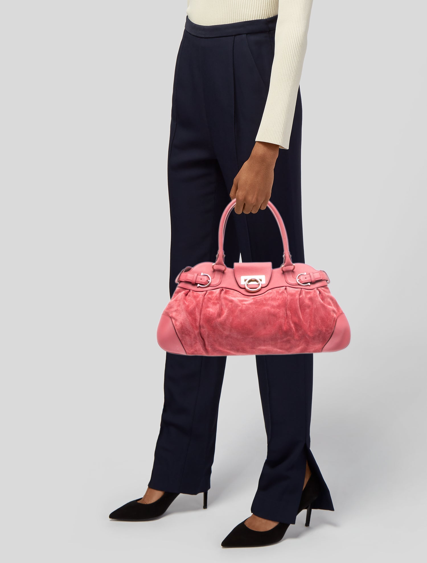 Salvatore Ferragamo Saffiano Iconic Top Handle Bag - Neutrals