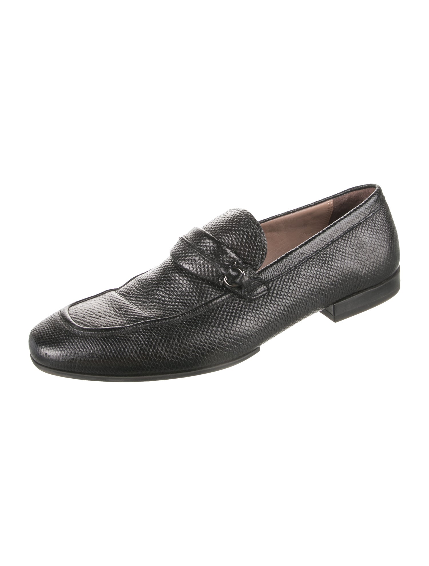 Salvatore Ferragamo Gancini Logo Embossed Leather Monk Straps