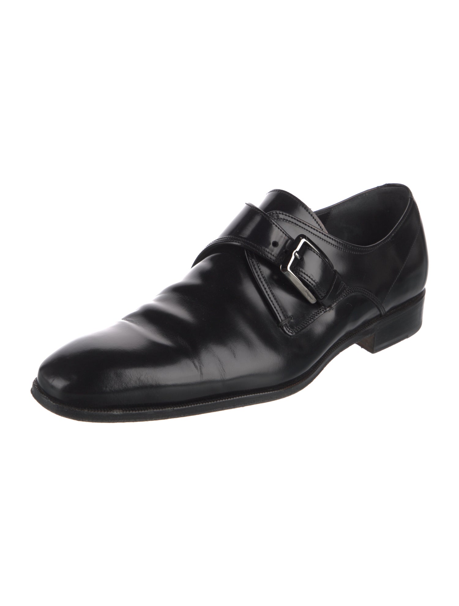 Salvatore Ferragamo Leather Monk Straps