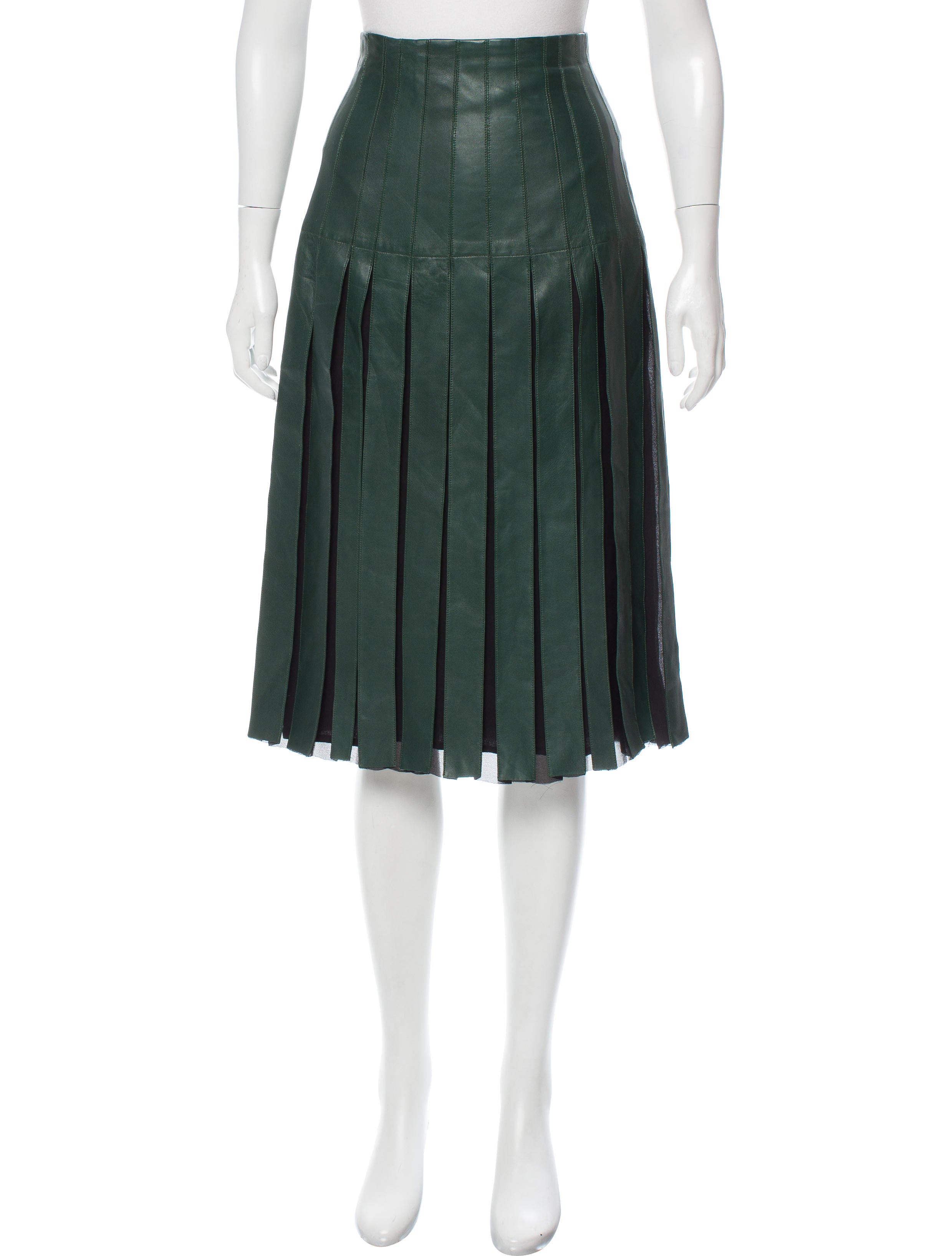 Salvatore Ferragamo Pleated Leather Skirt - Black Skirts
