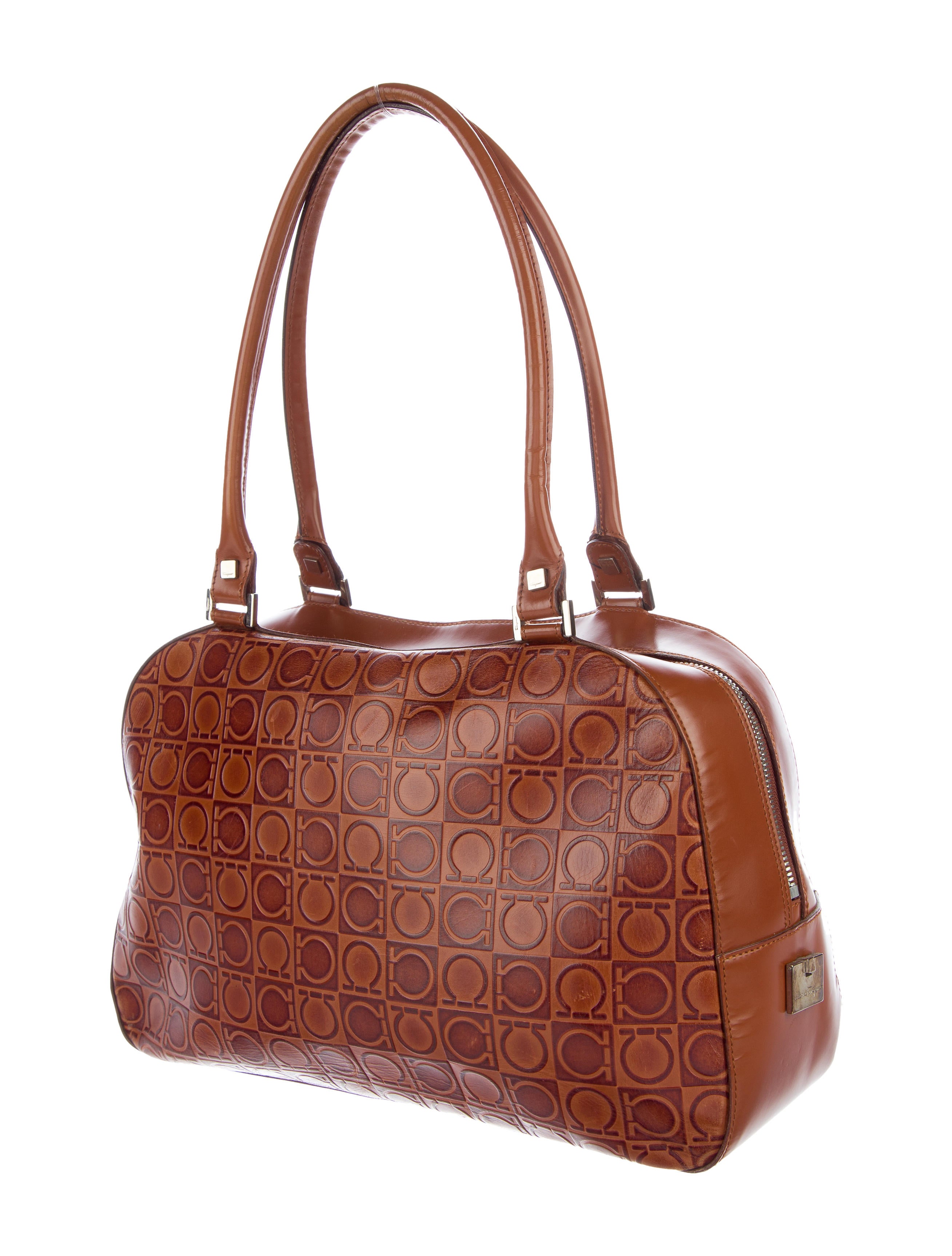 Salvatore Ferragamo GanciniEmbossed Leather Shoulder Bag Handbags