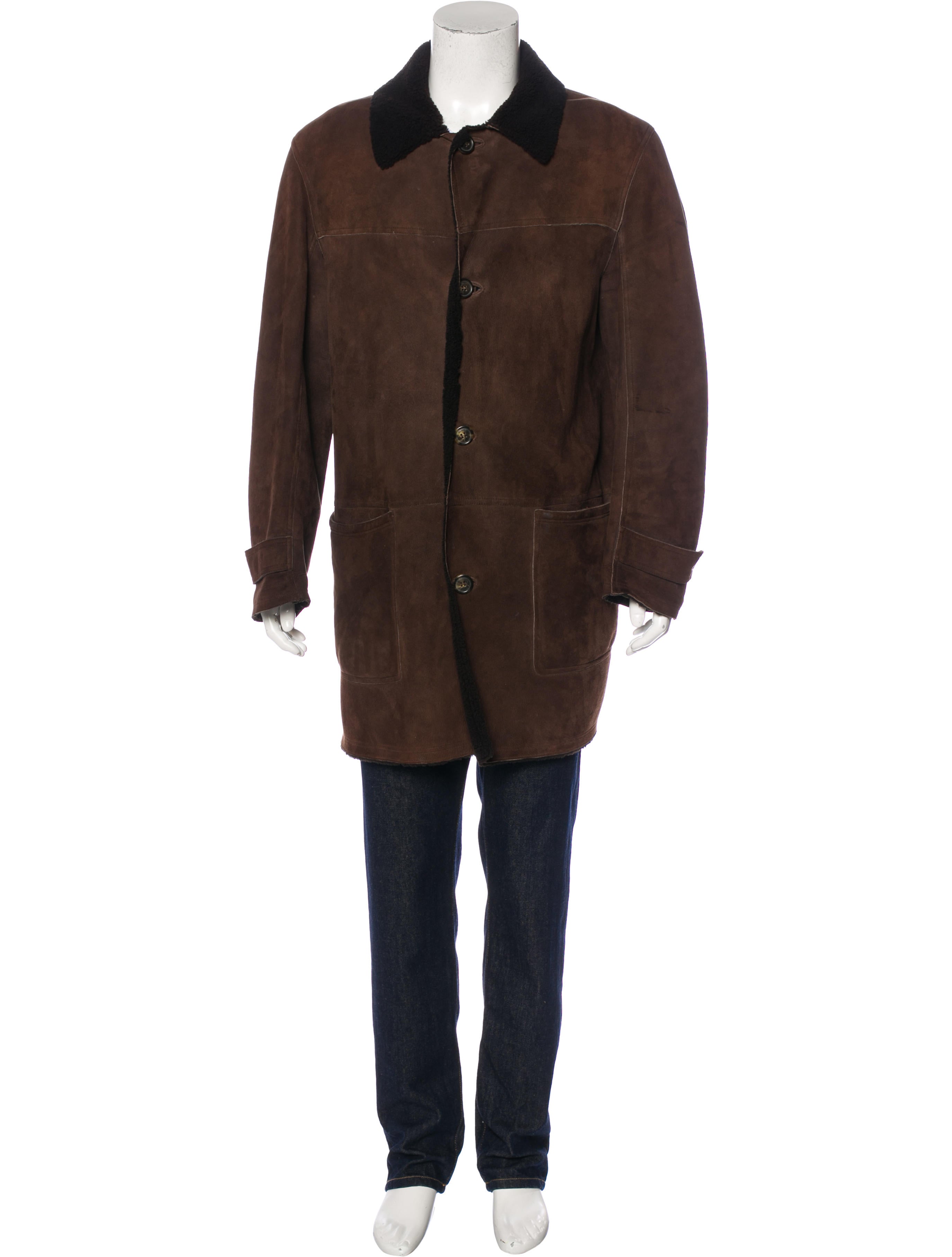 コート Salvatore Ferragamo Brown Suede Overcoat Salvatore Ferragamo Sherpa-Lined Suede Coat - Brown