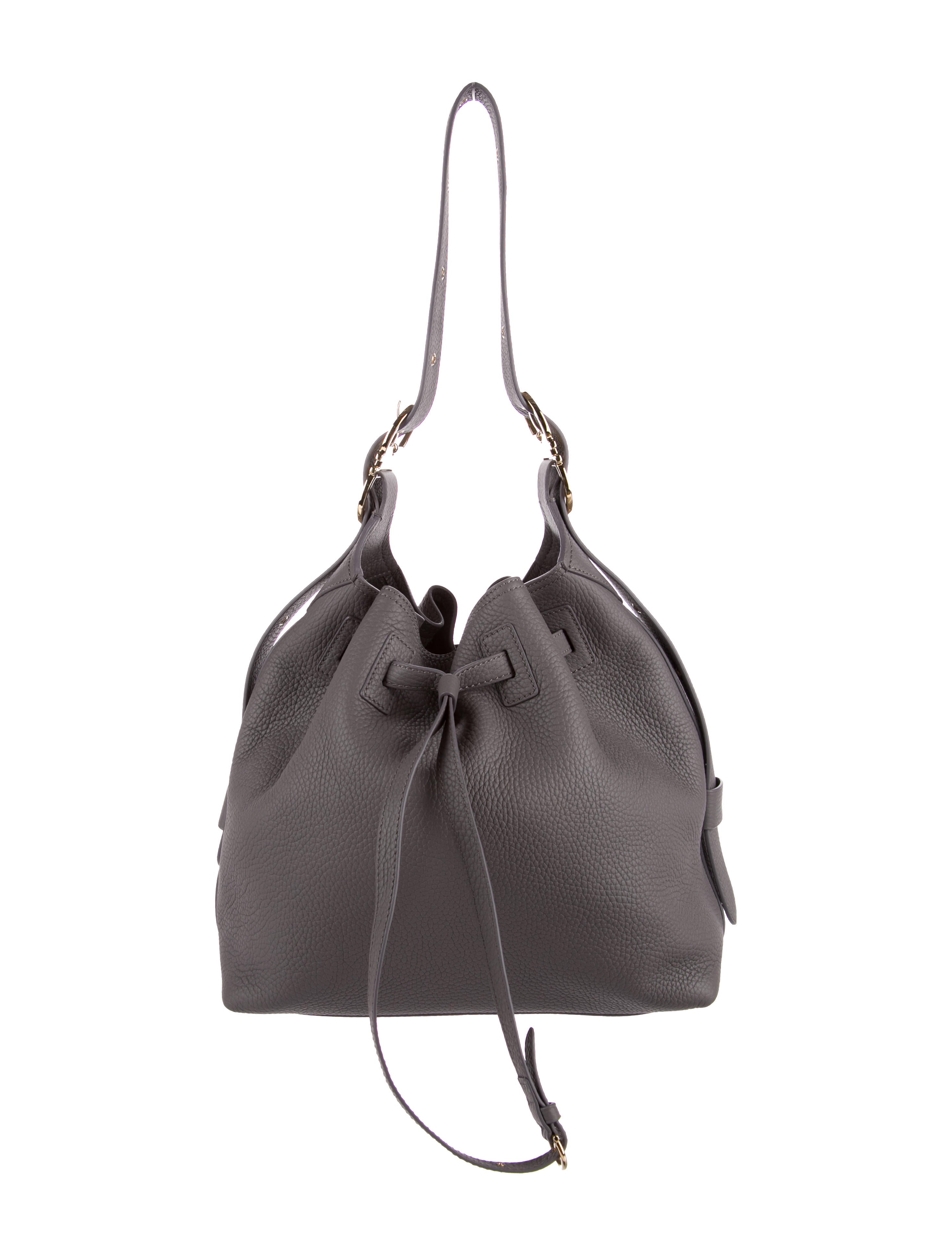 Salvatore Ferragamo Leather Carla Bucket Bag - Grey Bucket