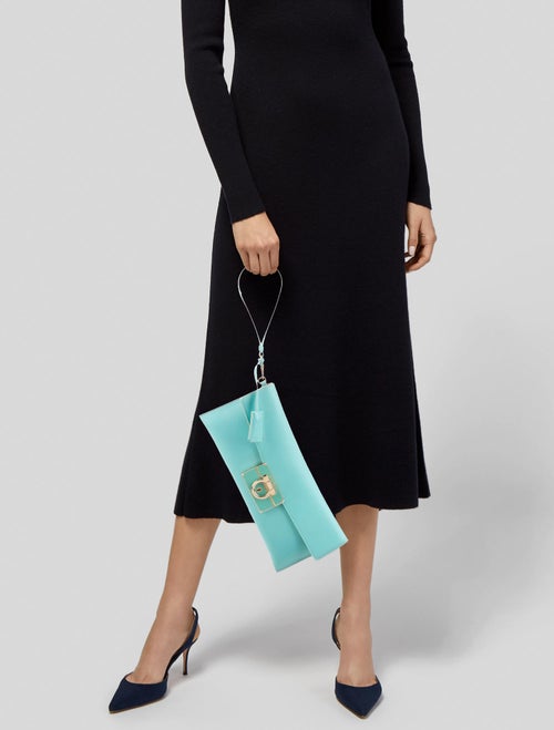 Salvatore Ferragamo Afef Lock Story Wristlet Clutch