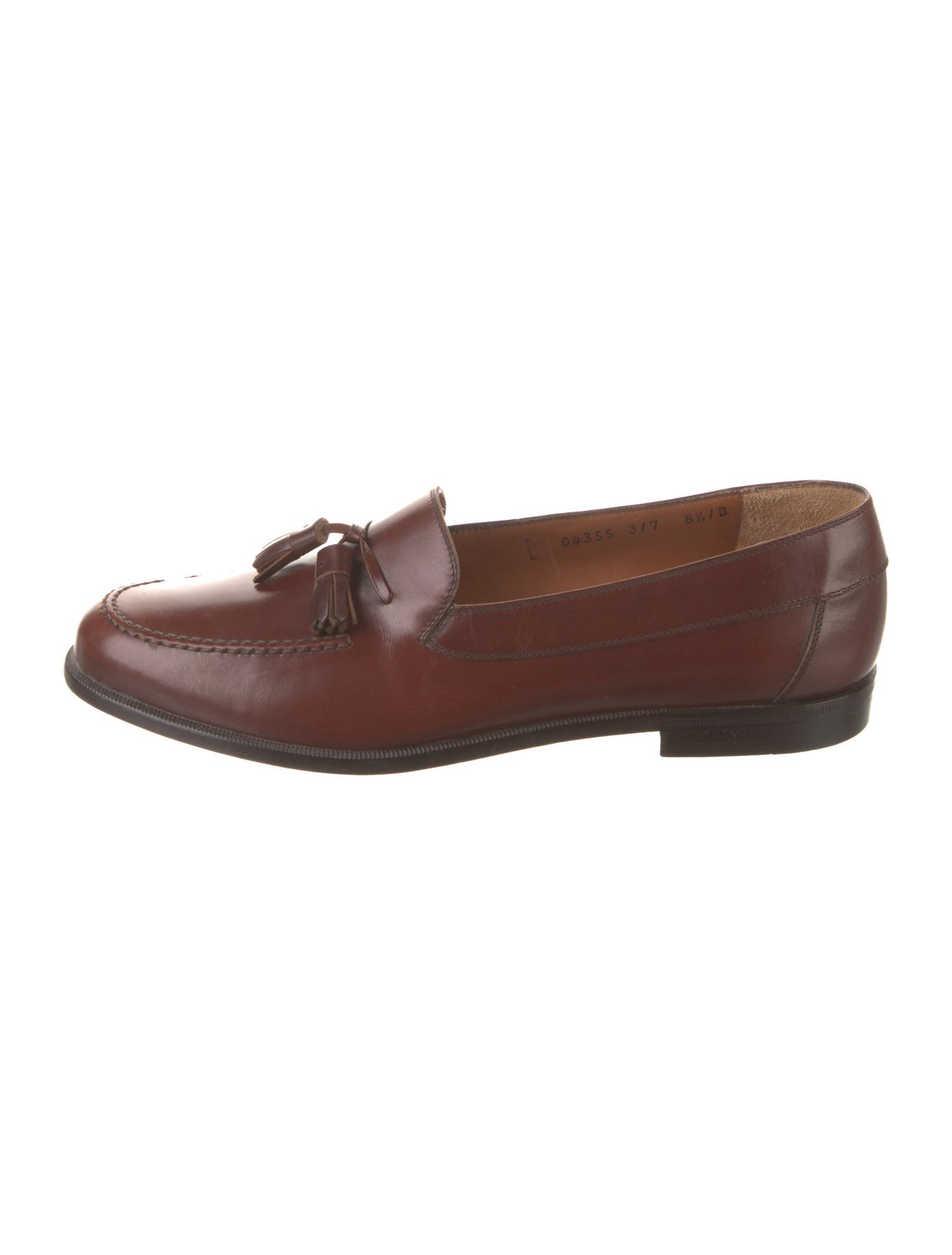 Salvatore Ferragamo Studio Leather Tassel Accents Dress Loafers