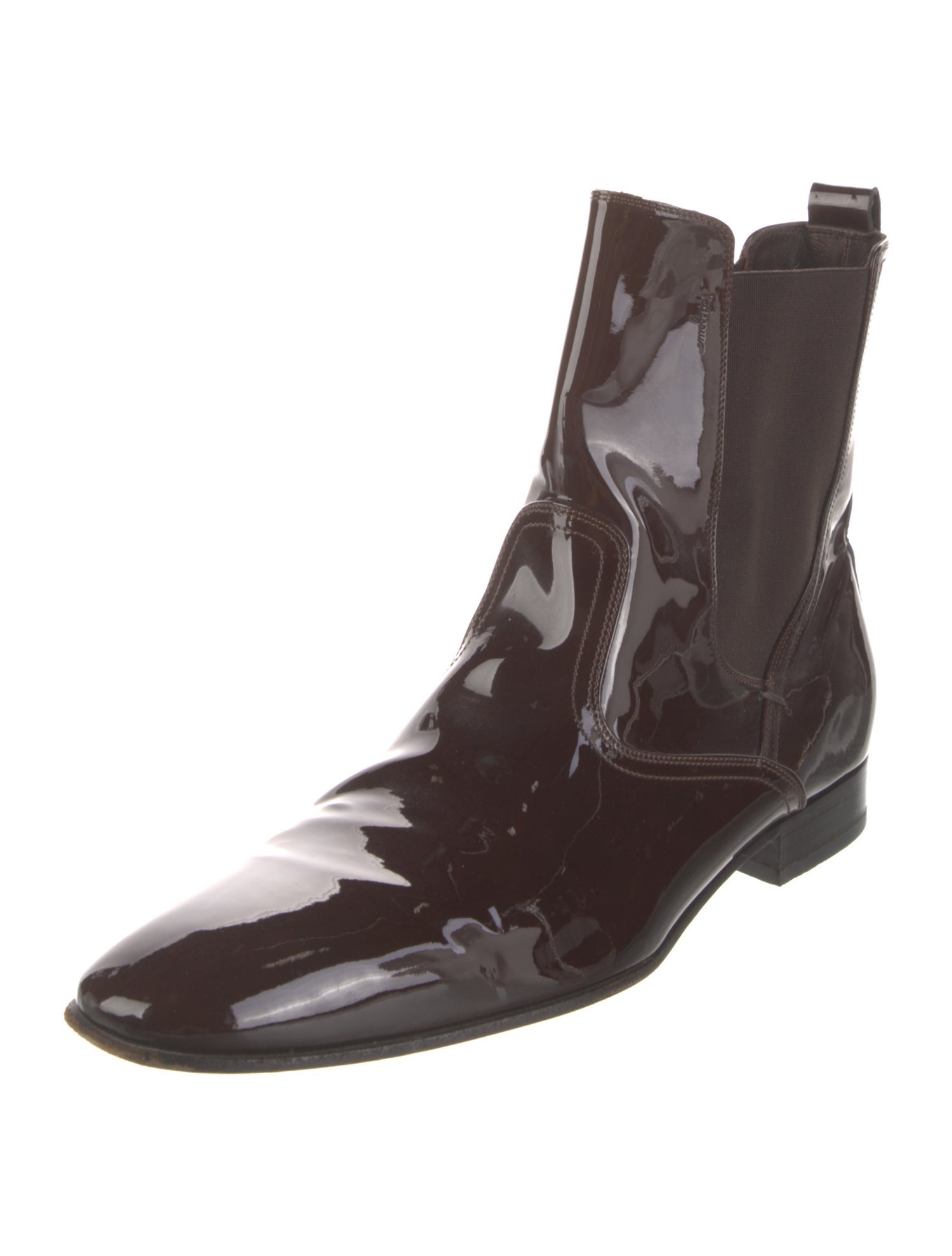 Salvatore Ferragamo Studio Patent Leather Chelsea Boots