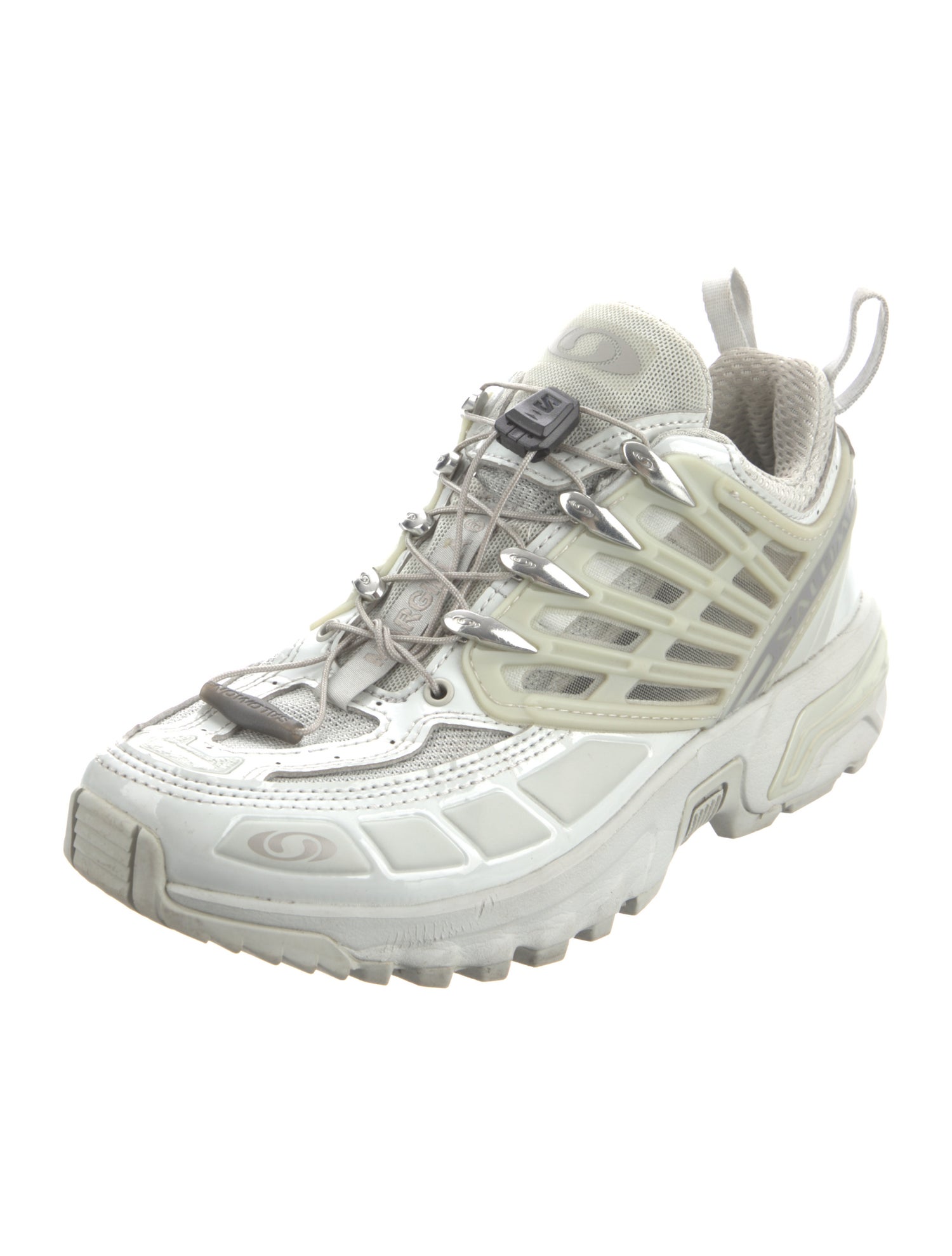 mm6 x salomon Patent Leather Mesh Accents Athletic Sneakers