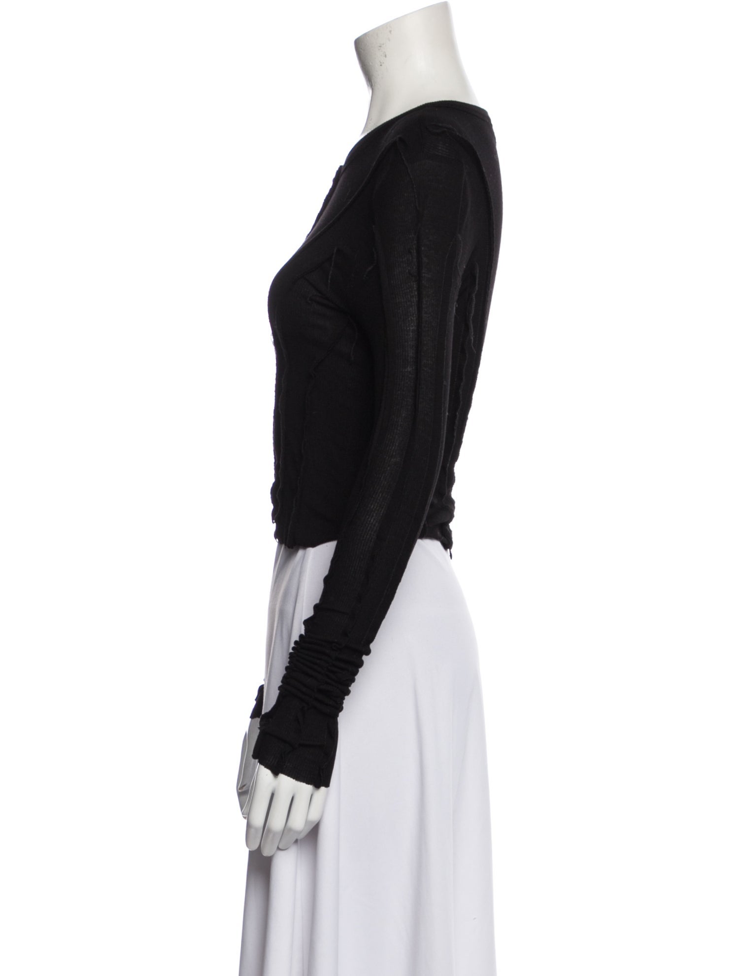 Sami Miro Vintage Scoop Neck Long Sleeve Crop Top