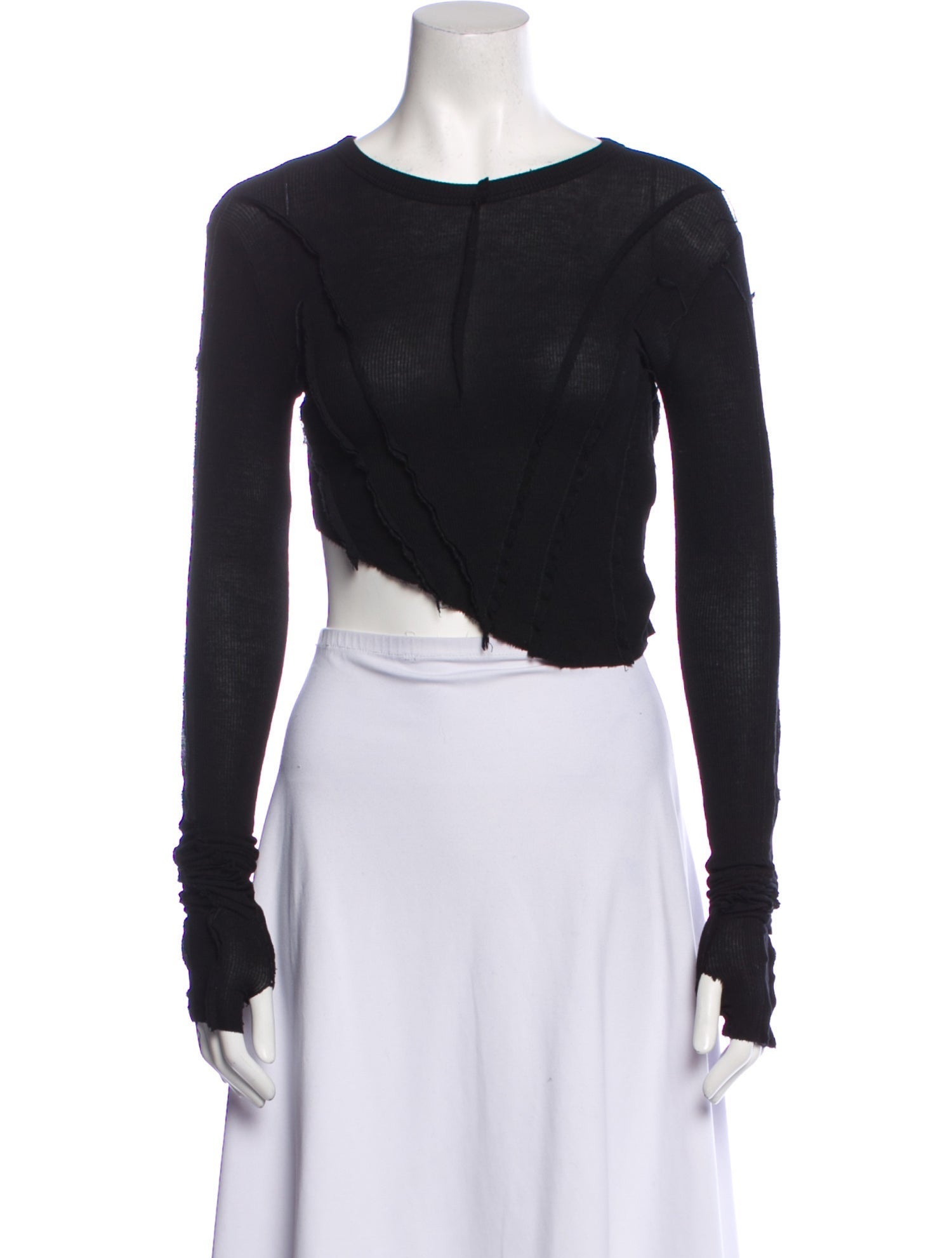 Sami Miro Vintage Scoop Neck Long Sleeve Crop Top