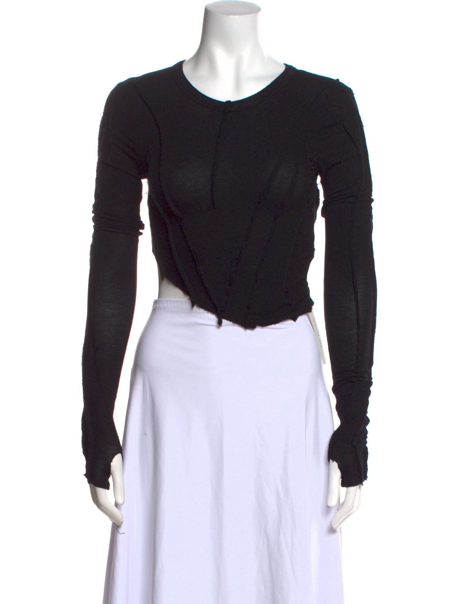 Sami Miro Vintage Crew Neck Long Sleeve Crop Top