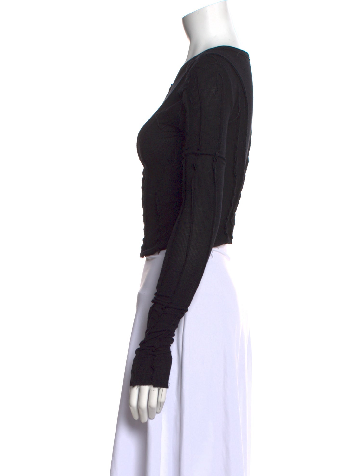 Sami Miro Vintage Crew Neck Long Sleeve Crop Top