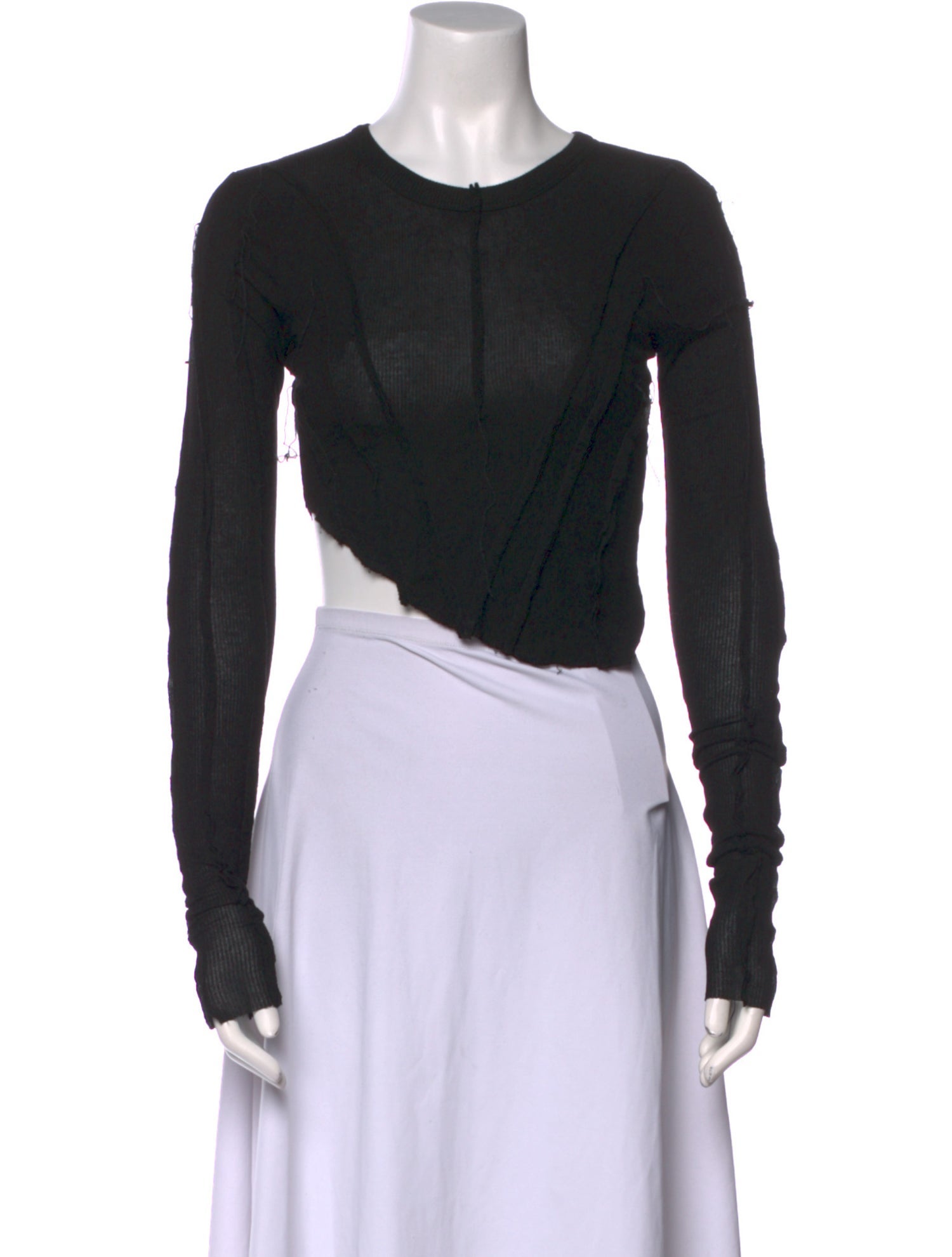 Sami Miro Vintage Crew Neck Long Sleeve Crop Top