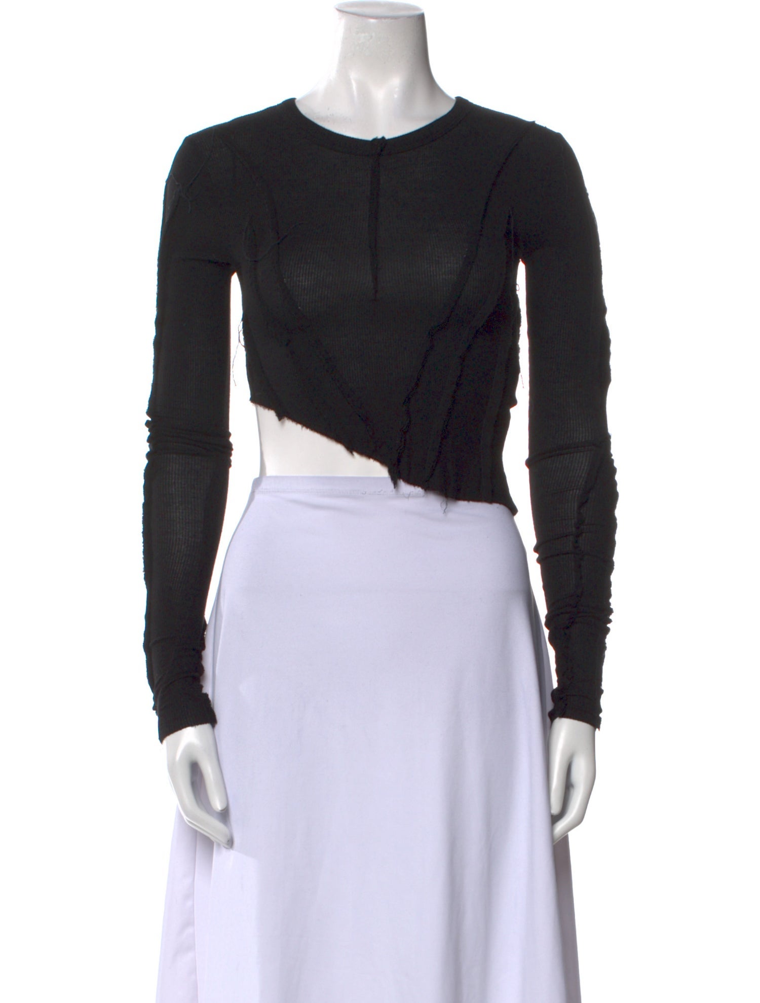 Sami Miro Vintage Crew Neck Long Sleeve Crop Top