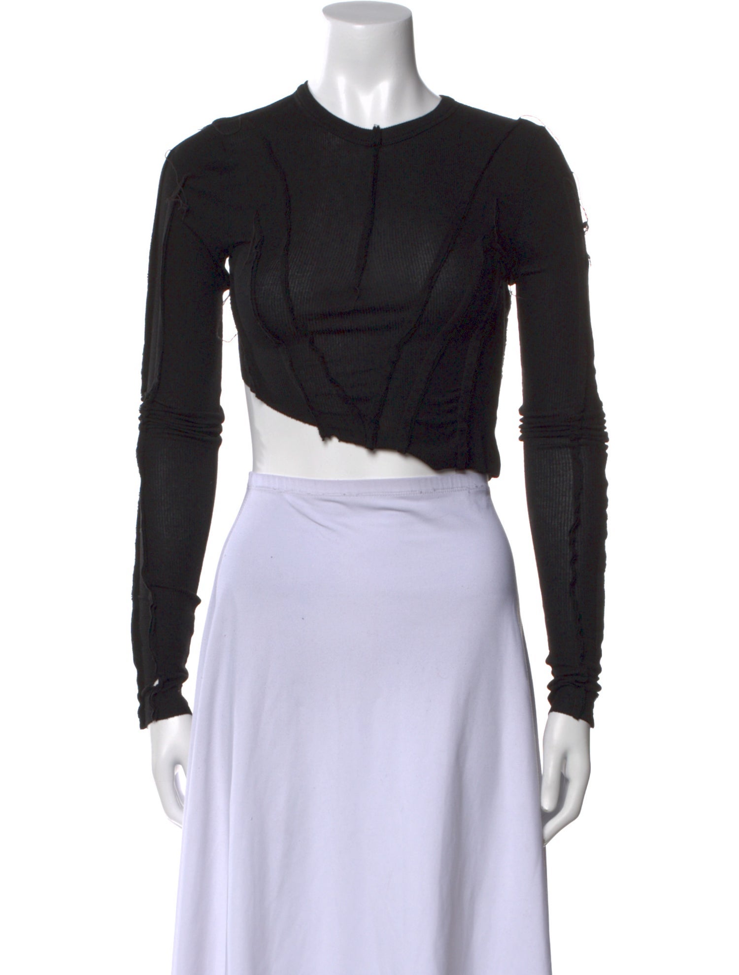 Sami Miro Vintage Crew Neck Long Sleeve Crop Top