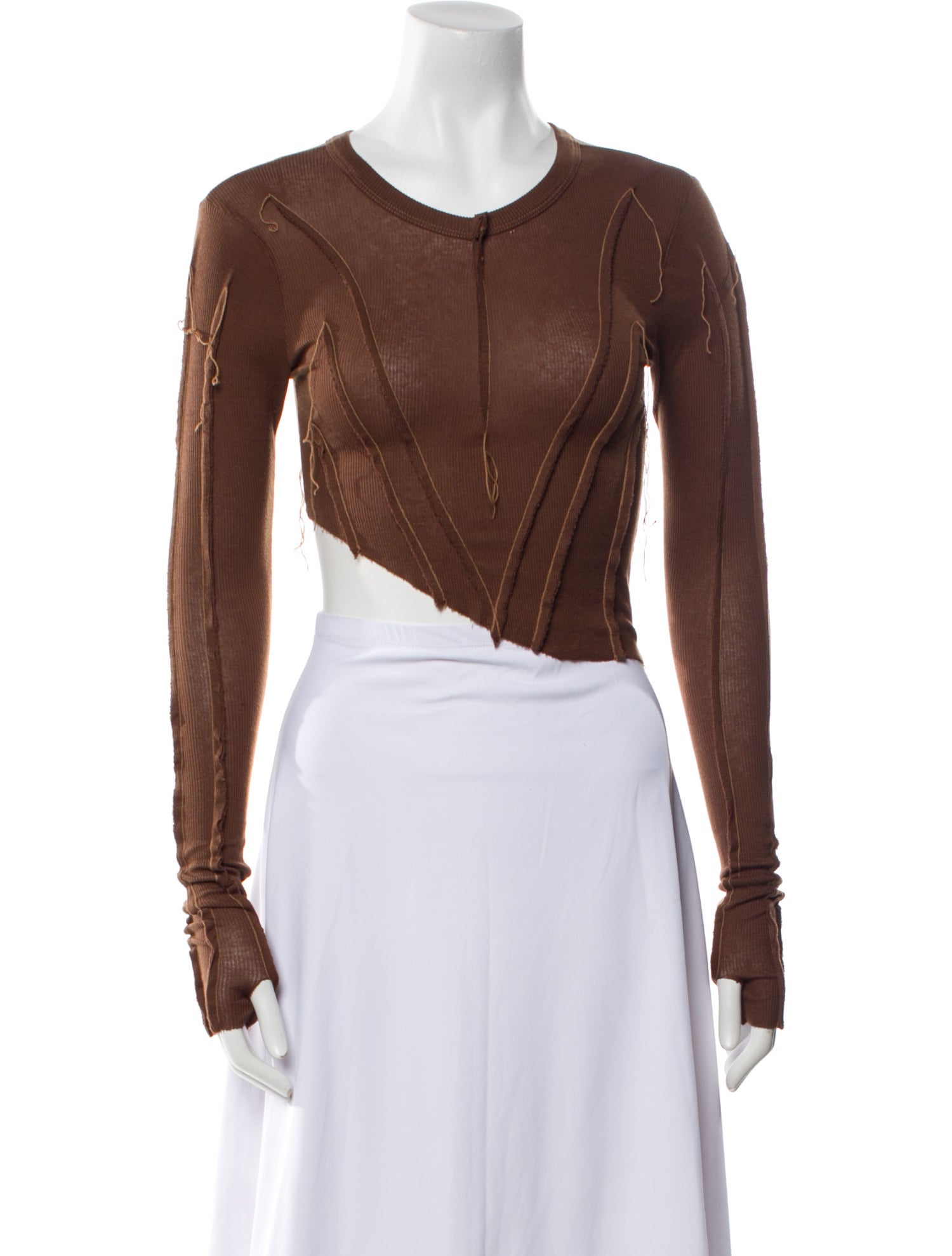 Sami Miro Vintage Scoop Neck Long Sleeve Crop Top